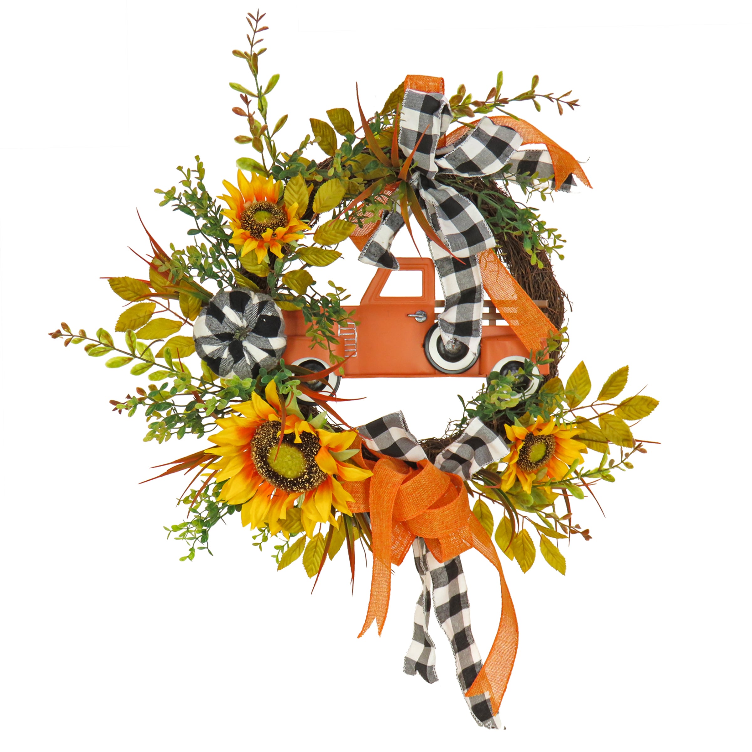 National Tree Company 26 Harvest Country Car and Sunflowers Wreath