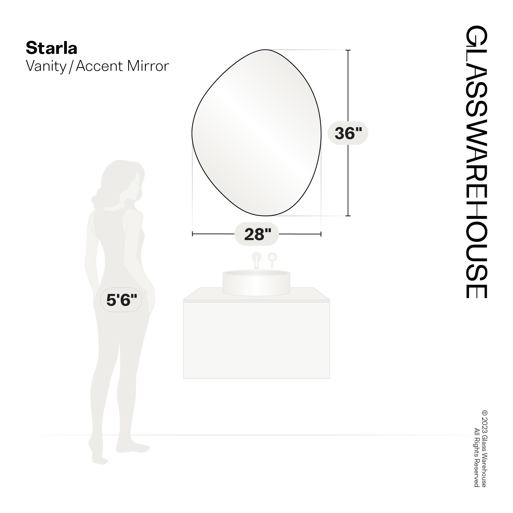 Glass Warehouse SF-PBL-28X36-SB Decor-Mirrors - View #9