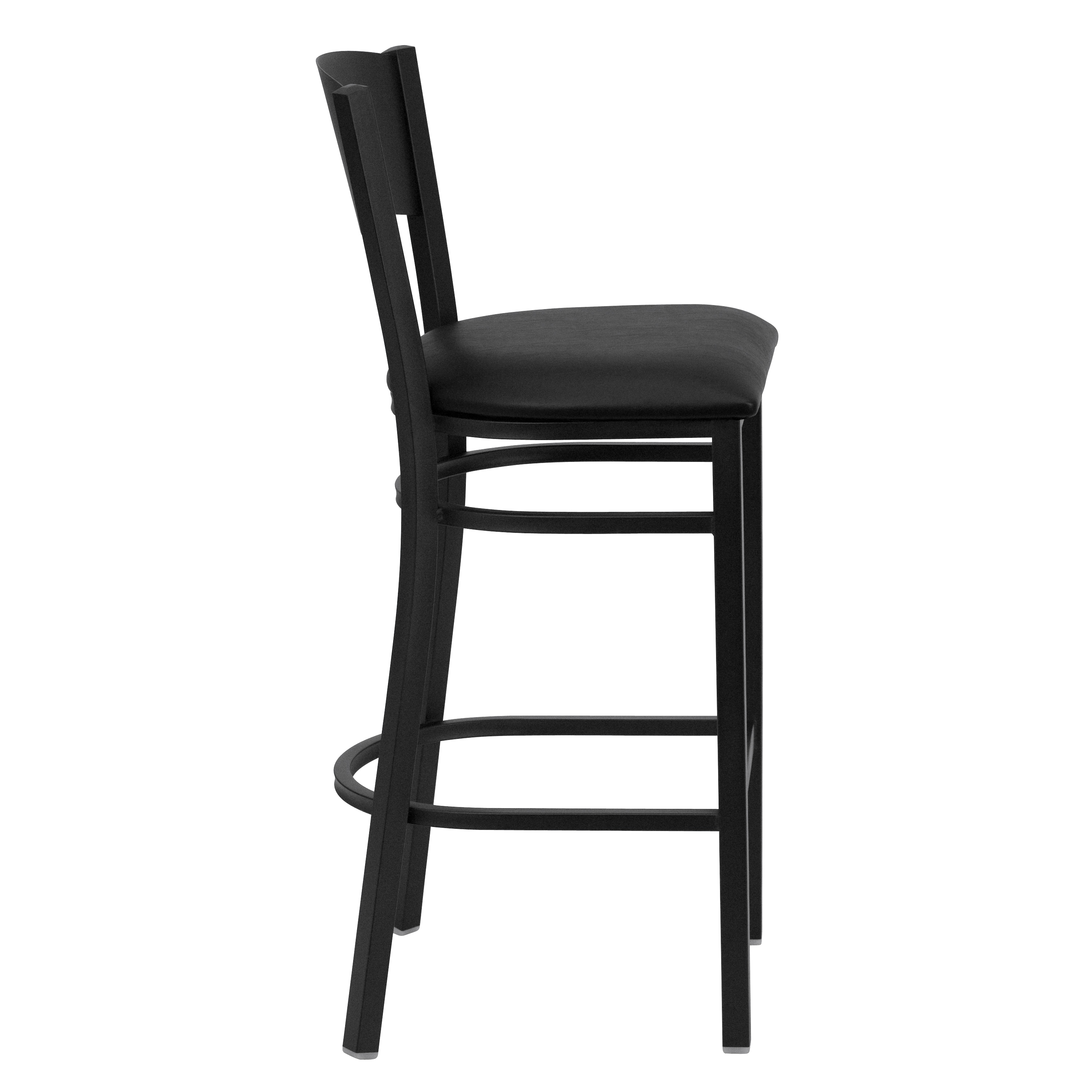 Hercules Series 42.5" Black Circle Back Metal Barstool with Black Vinyl Seat