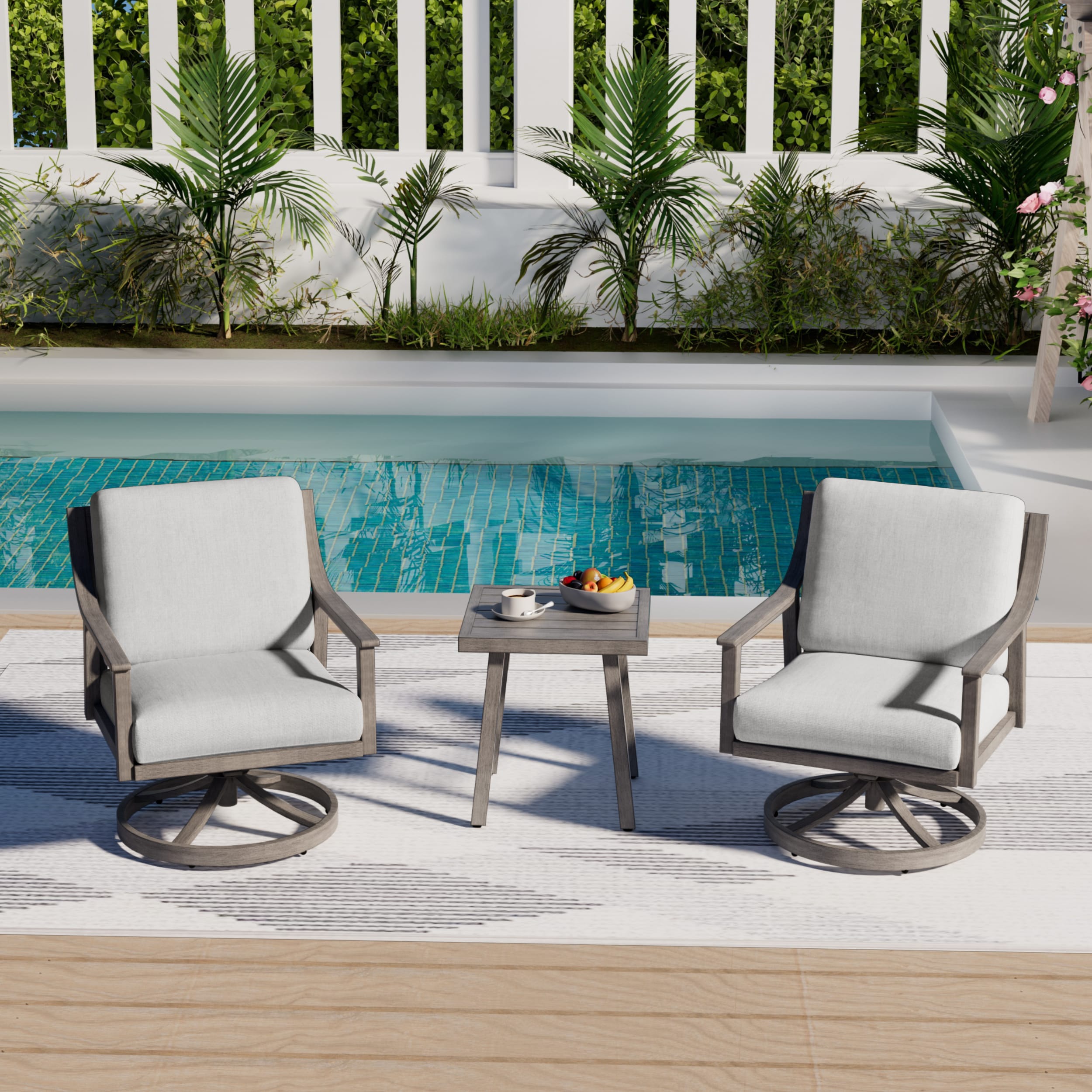  CP-SF3-GG-D2-WL2 3 -Piece Patio Conversation Set with Gray Cushions