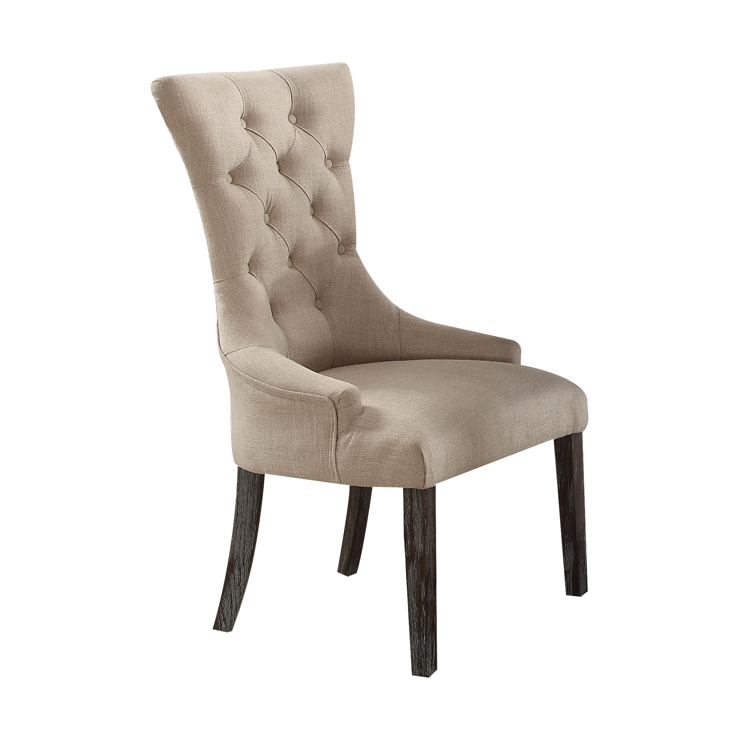 LOVMOR SF-Y-B2726P338122 Gerardo Beige Linen and Weathered Espresso Finish Side Chair Set of 2
