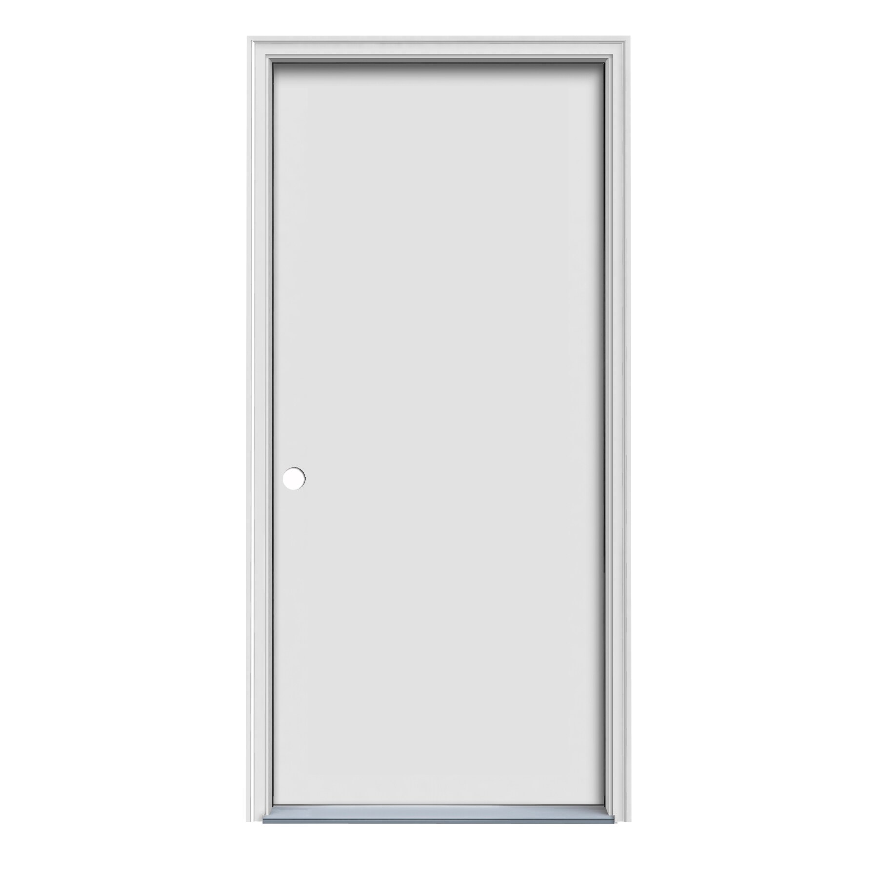 JELD-WEN JW204200003 28-in x 80-in Steel Right-Hand Inswing Primed Prehung Front Door with Brickmould Insulating Core