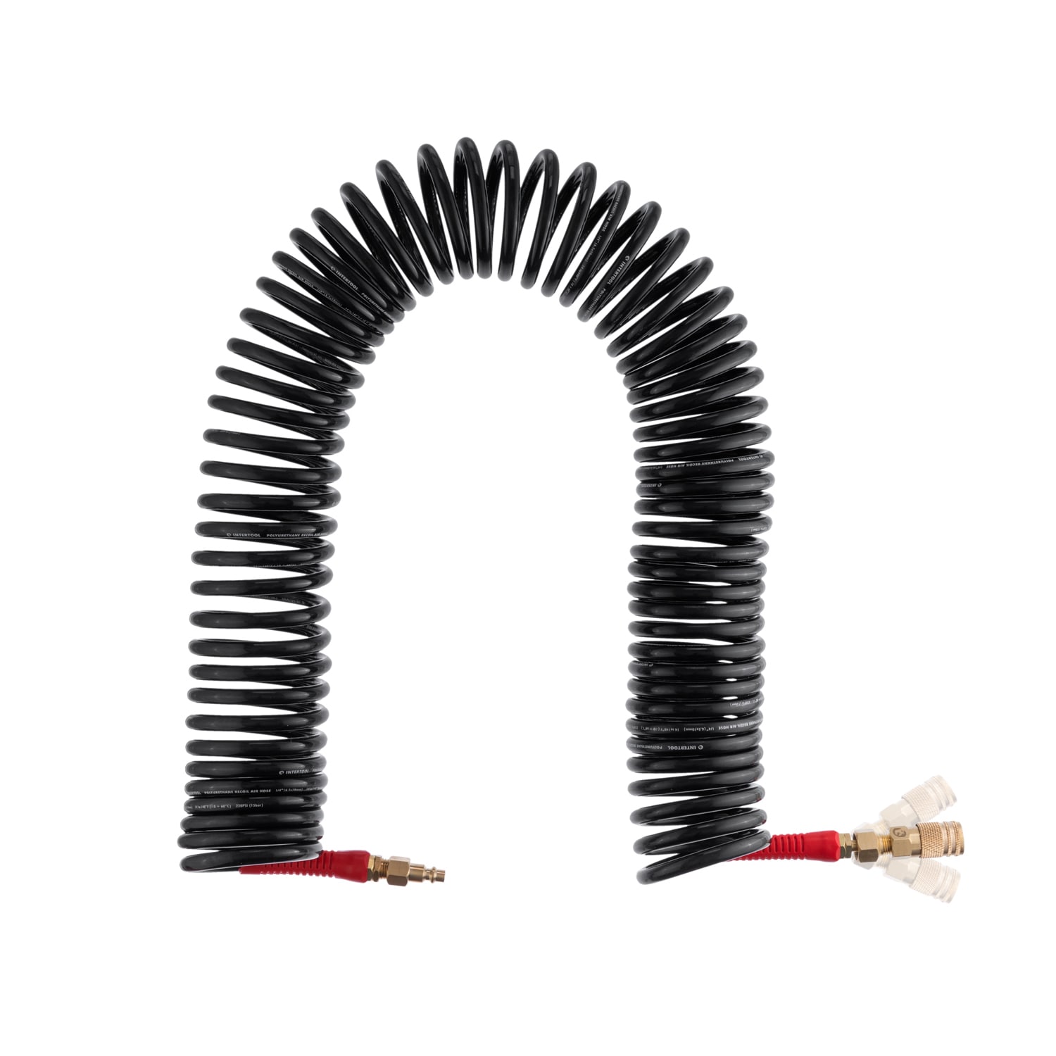 INTERTOOL PT08-1712 1/4 in X 50-ft Recoil Air Hose W/ Brass Fittings and Ball Swivel End