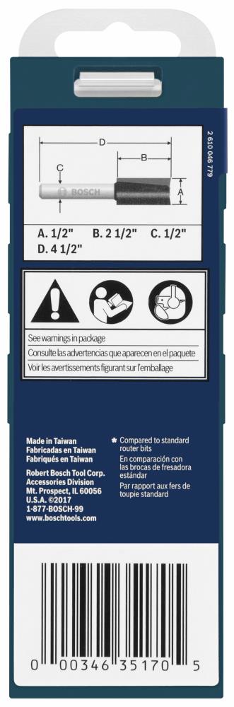 Bosch 1/2-in Carbide-Tipped Straight Router Bit in the Straight