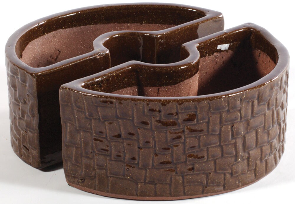 Alfresco Home 38-0450 Round 11.75-in W Large Brown Ceramic Contemporary/Modern Indoor/Outdoor Planter with Drainage Holes