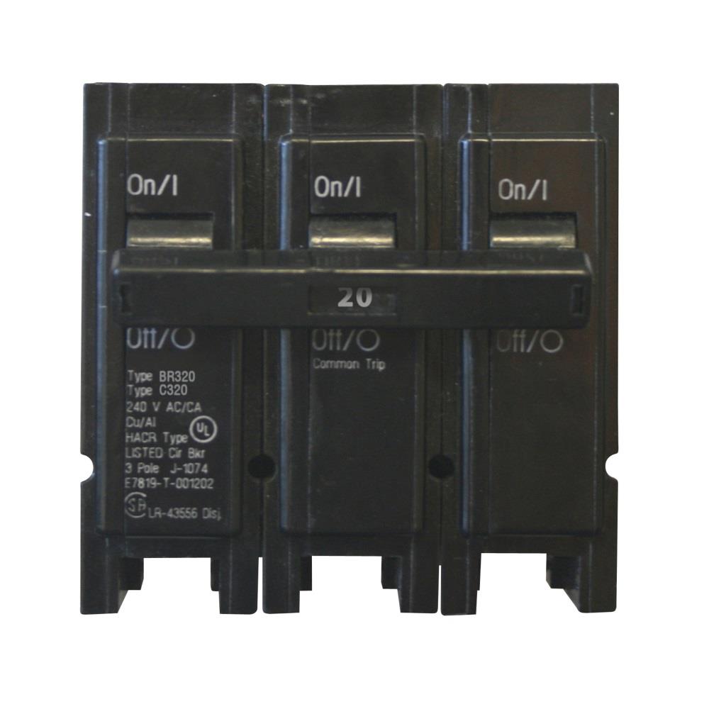 Eaton Type Br 20 Amp 3 Pole Standard Trip Circuit Breaker At