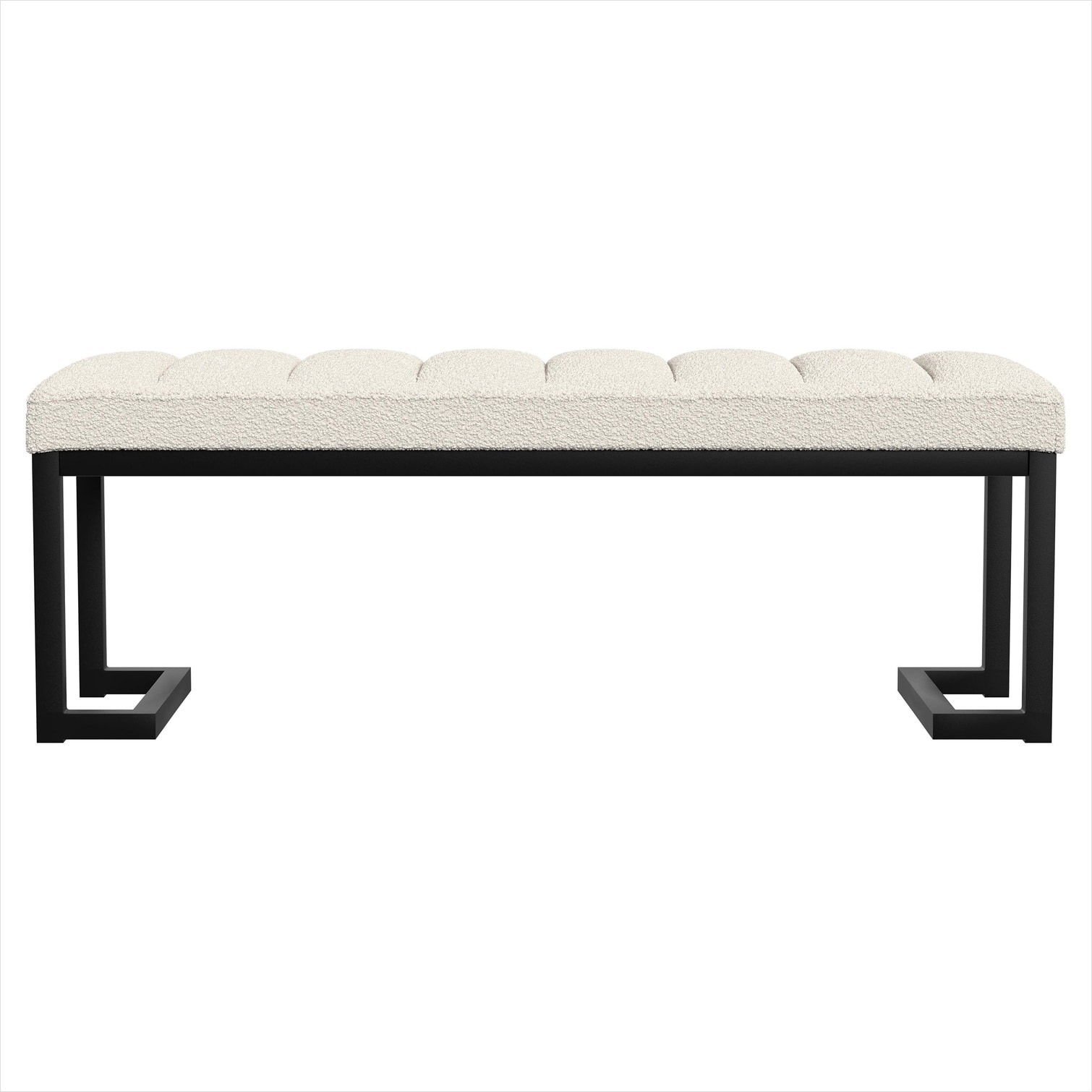 Watnature Boucle Upholstered Accent Bench with Channel Tufting and ...