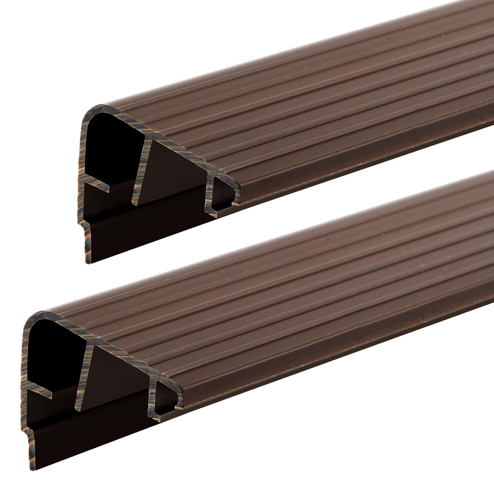 Oyezvary  2 Pcs 36 in L Fixed Vinyl Sill Cap 1-3/8 in High Exterior Door Threshold Seal Replacement for Residential Door Trim to Fit Dark Brown