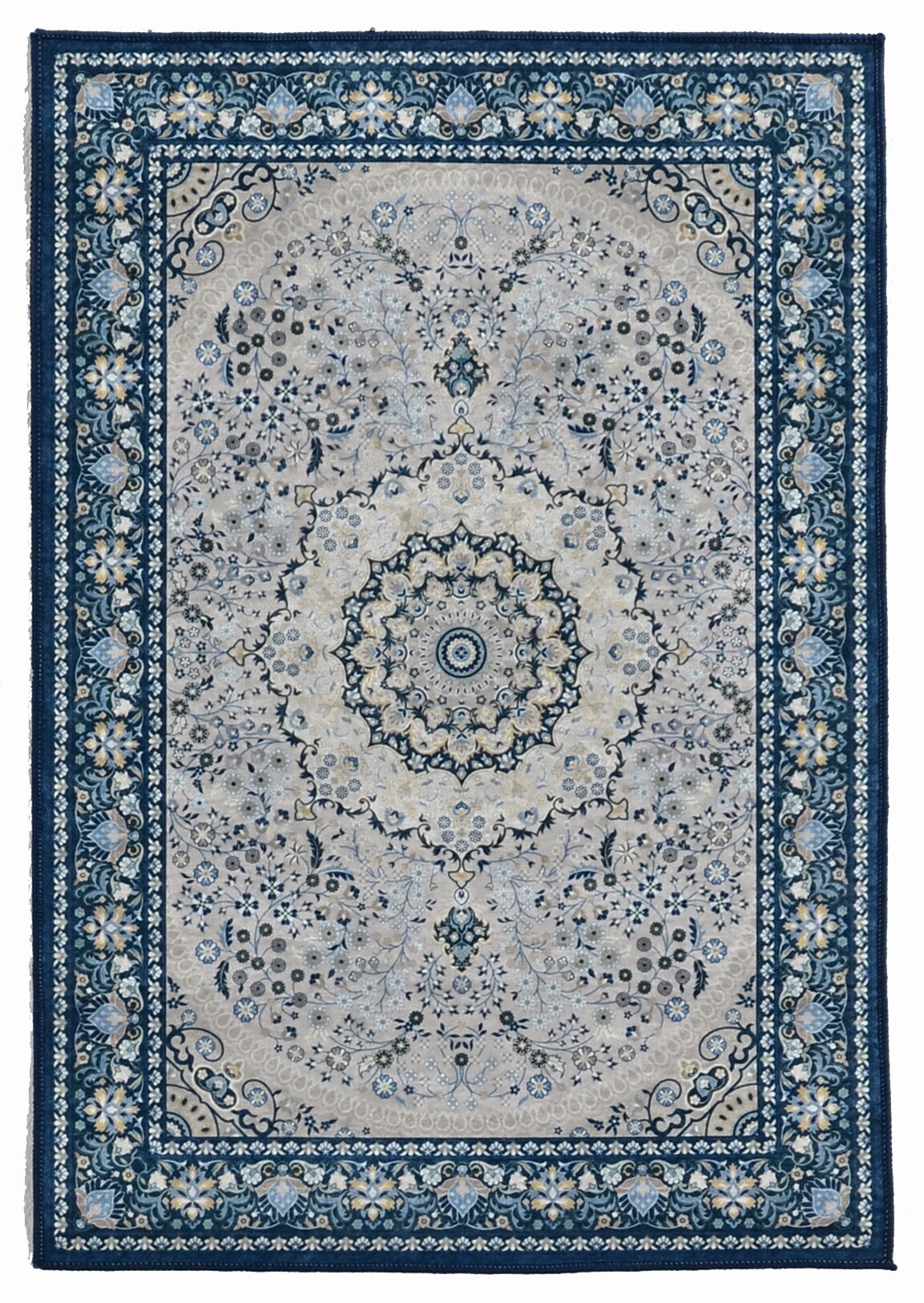 Linon RUGEM0335 Emerald 3 x 5 (ft) Polyester Cream Rectangular Indoor Medallion Area rug