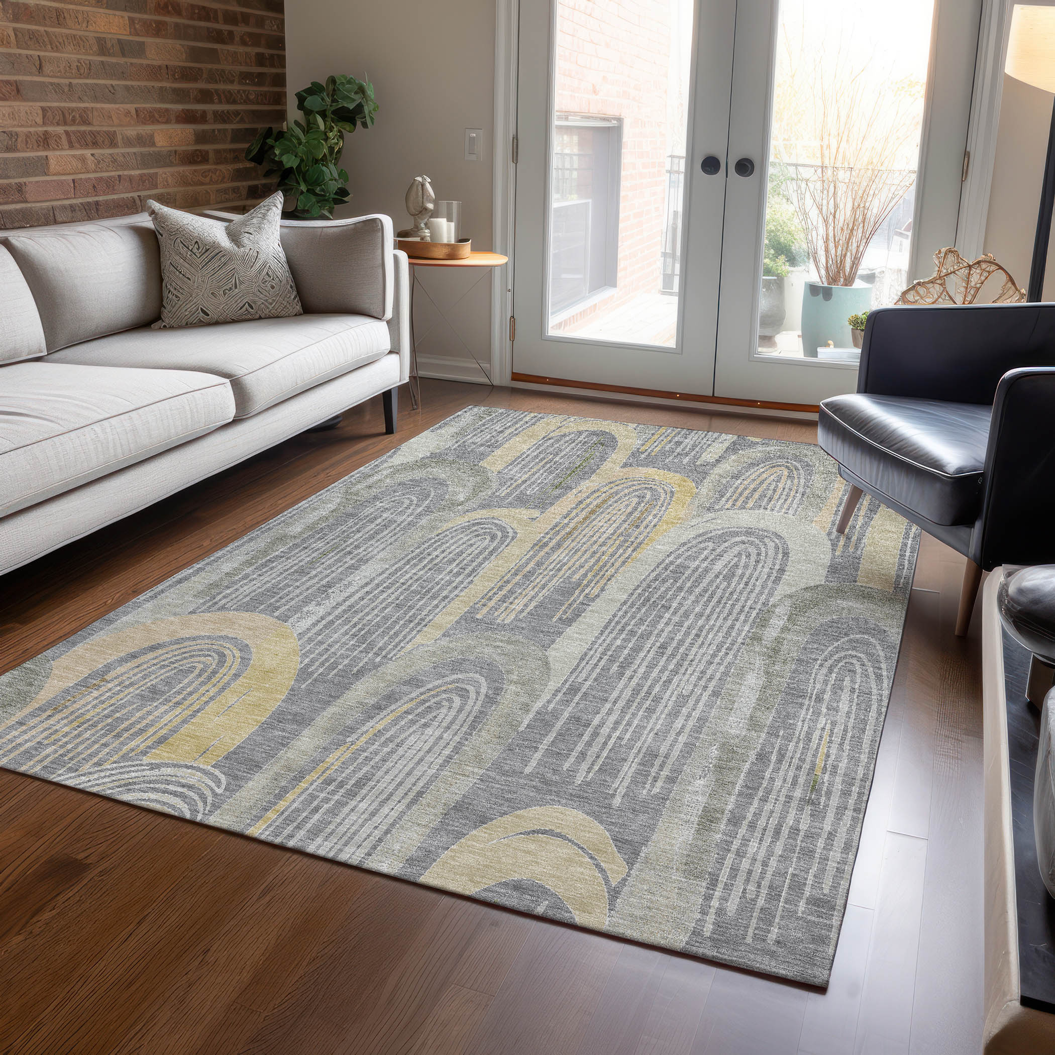 Addison Rugs ACN1590GY30X46 Chantille ACN1590GY 2 x 3 (ft) Polyester Gray Rectangular Indoor/Outdoor Geometric Machine washable Area rug