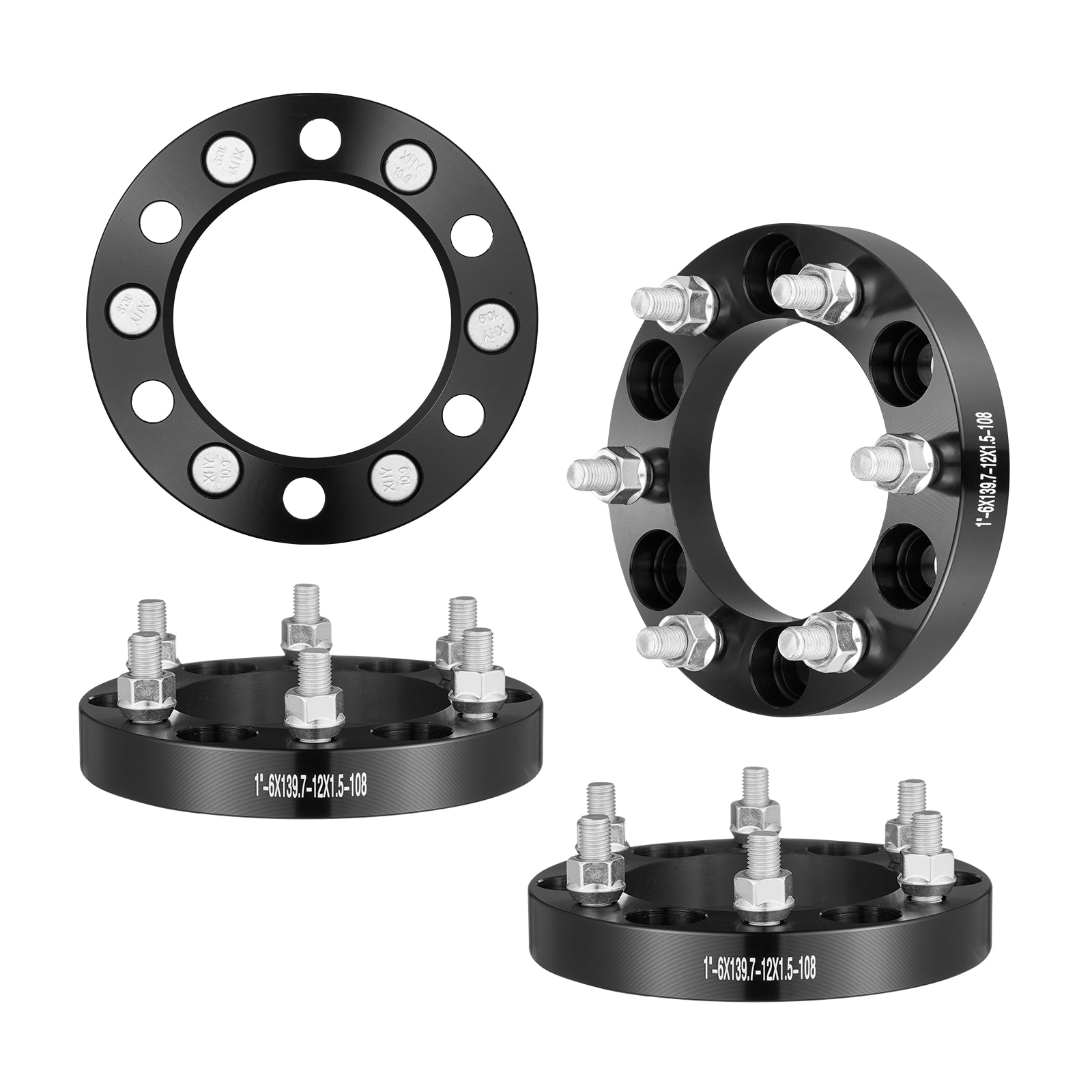 VEVOR LSSFLP1YC6X5PNQ5TV0 6 Lug Wheel Spacer Adapters 1" (25.4mm) Thick 6x5.5" Bolt Pattern (6x139.7) Fits Toyota Tacoma 6 Lug (1995-2015)