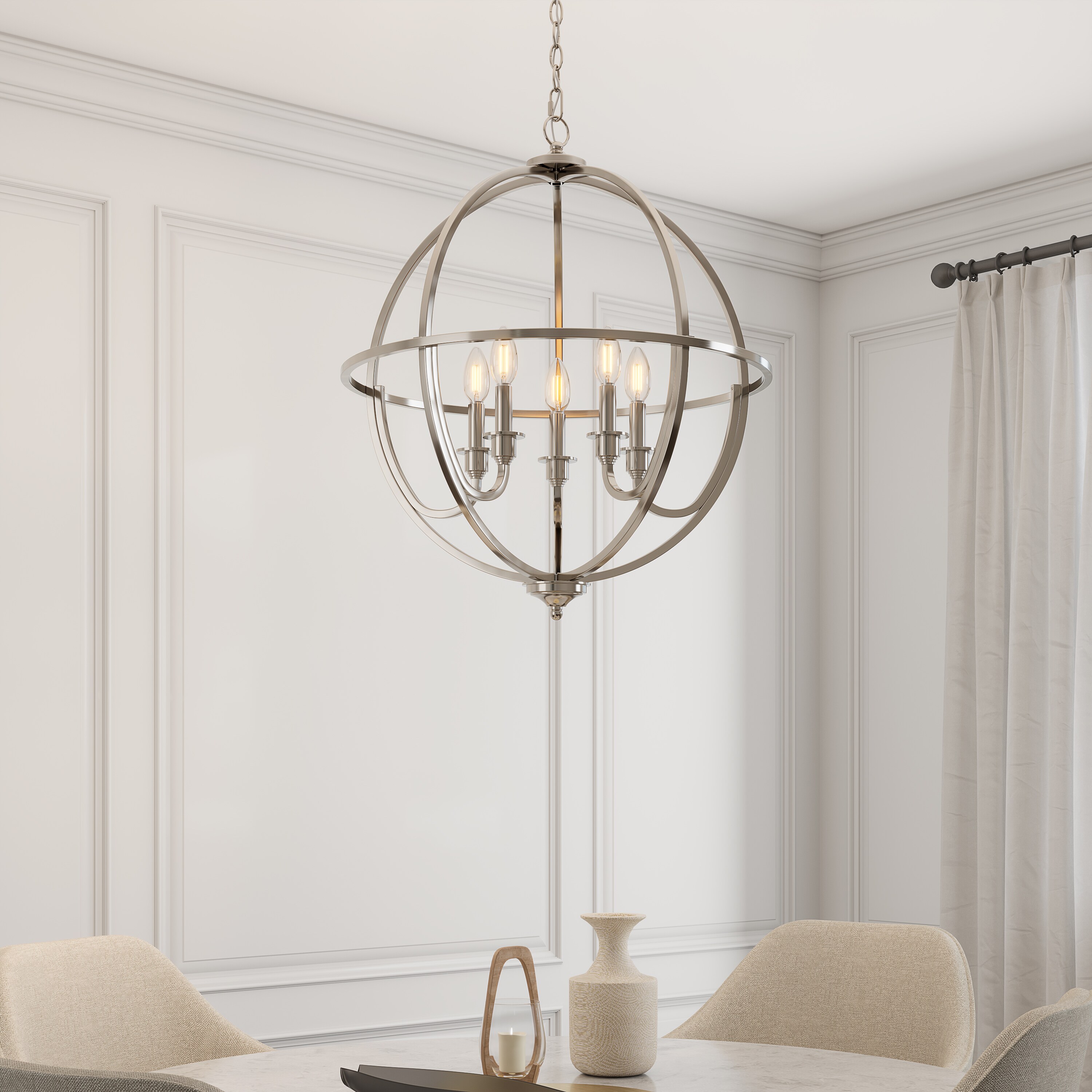 Millennium Lighting Artemis 5 -Light Polished Nickel Metal Chandelier
