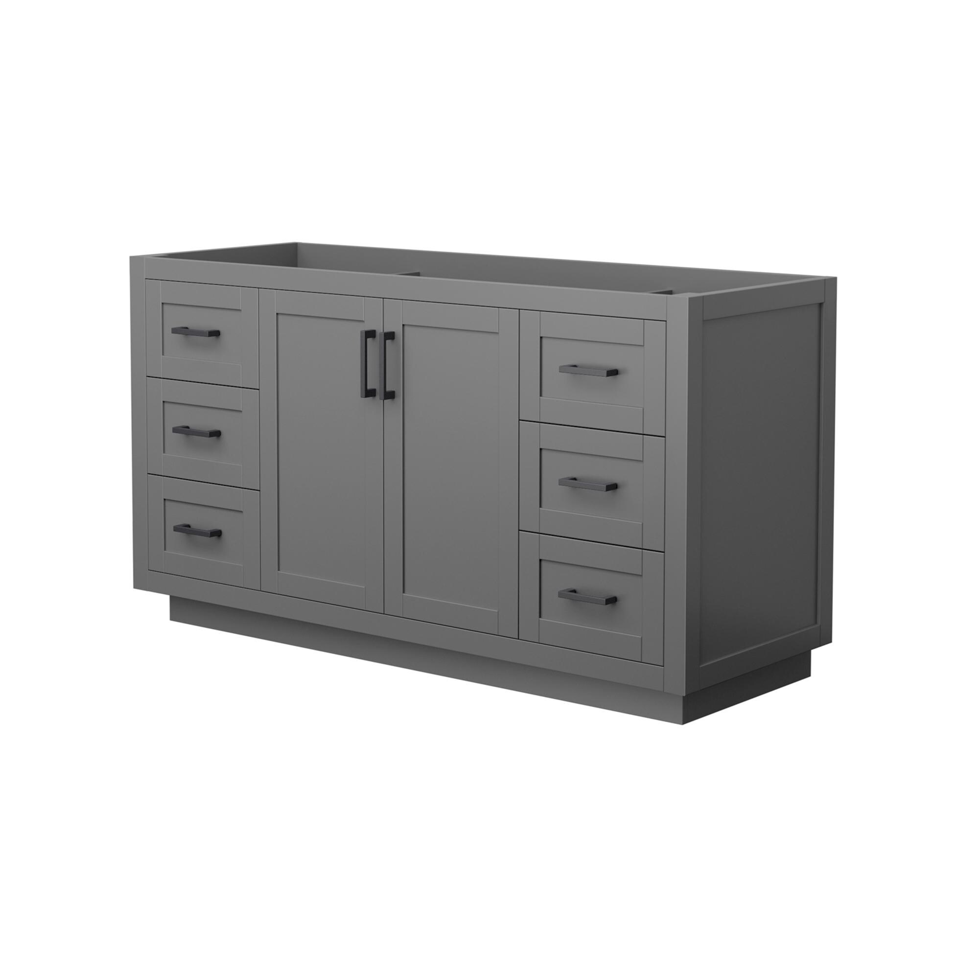 Wyndham Collection WCF292960SGBCXSXXMXX Miranda 60-in Dark Gray with Matte Black Trim Bathroom Vanity Base Cabinet without Top