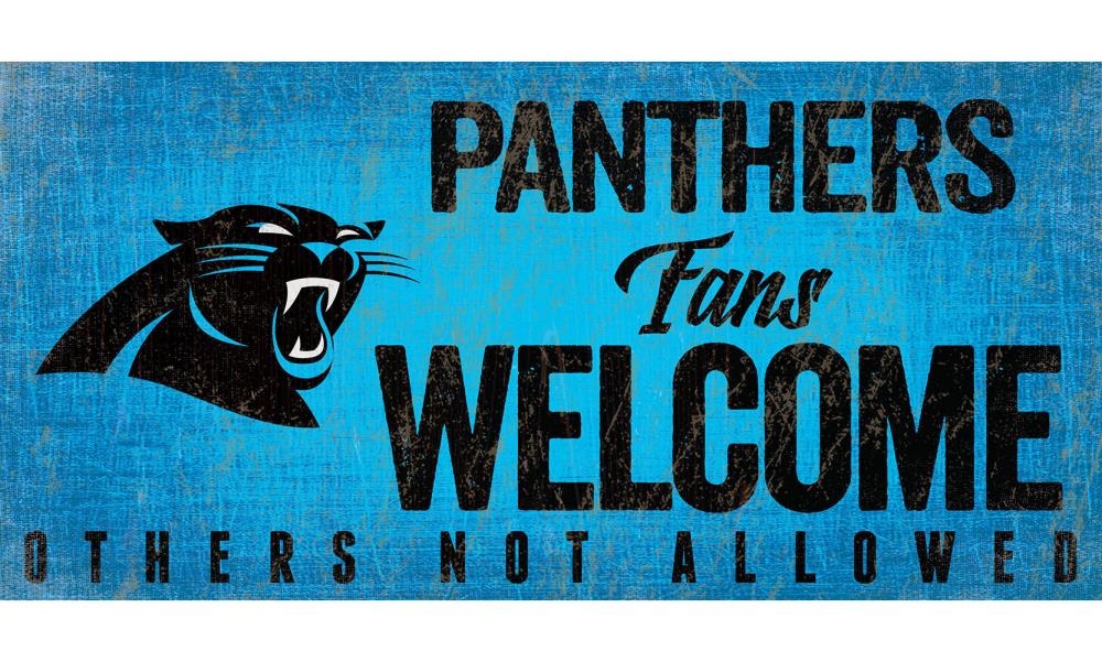 Handpainted Carolina Panther Wooden Sign in the Shape of North 