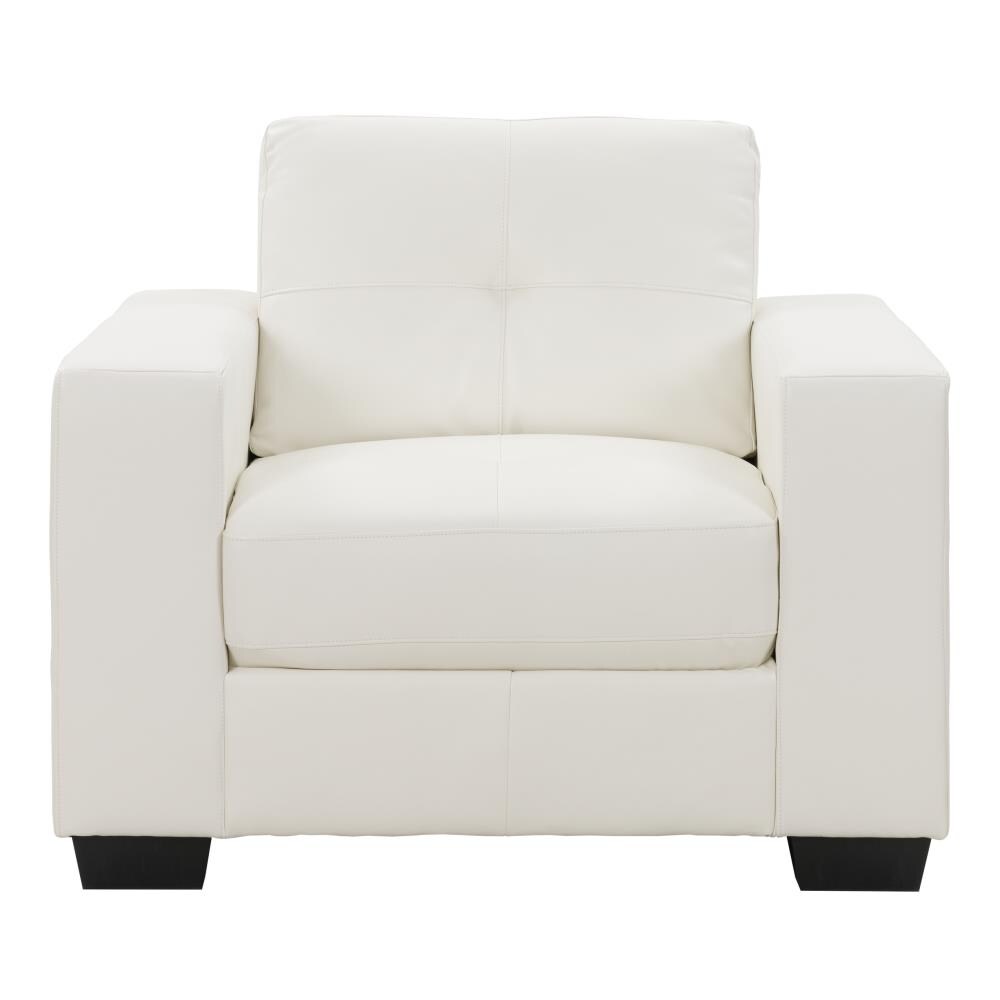 CorLiving Club Modern White Faux Leather Contemporary Club Chair at ...