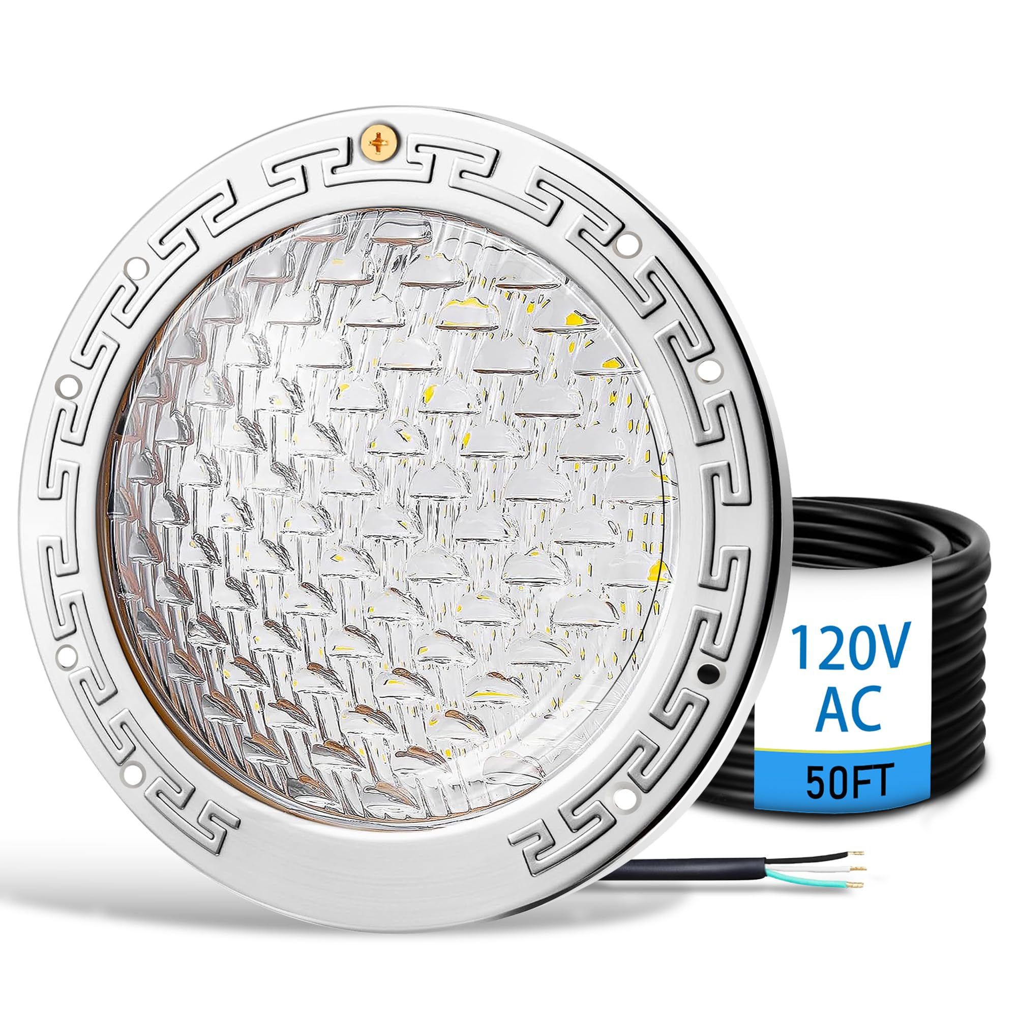 Vrbgify  120V LED Pool Light for Inground Pools 10 Inch 35W Cool White 4000LM IP68 Waterproof Stainless Steel Housing Fits Large Wet Niche