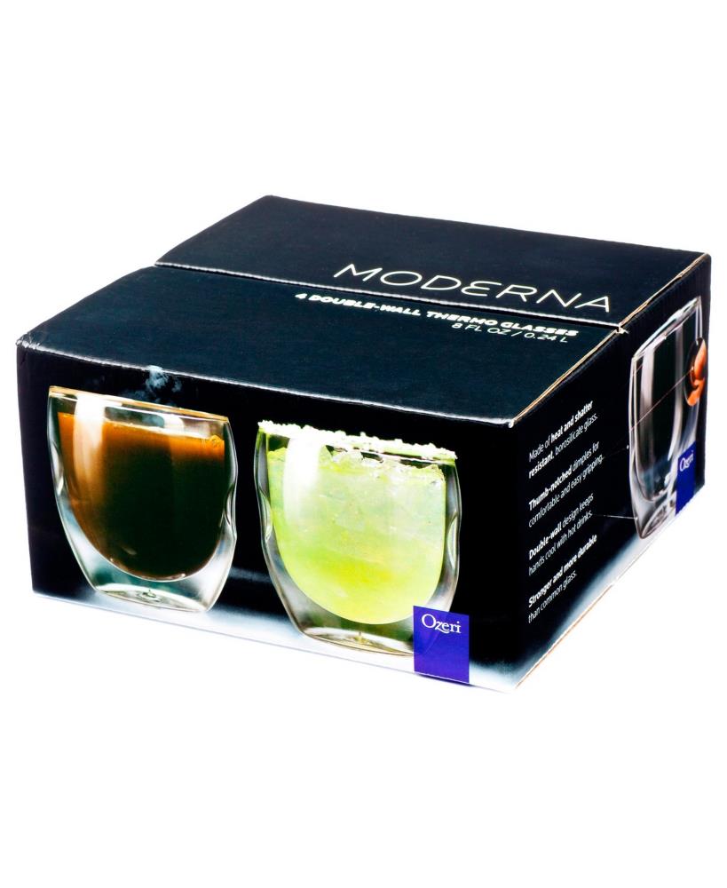 Ozeri Moderna Artisan Series Double Wall 8 Oz Beverage Glasses Set Of 4 Heat Resistant
