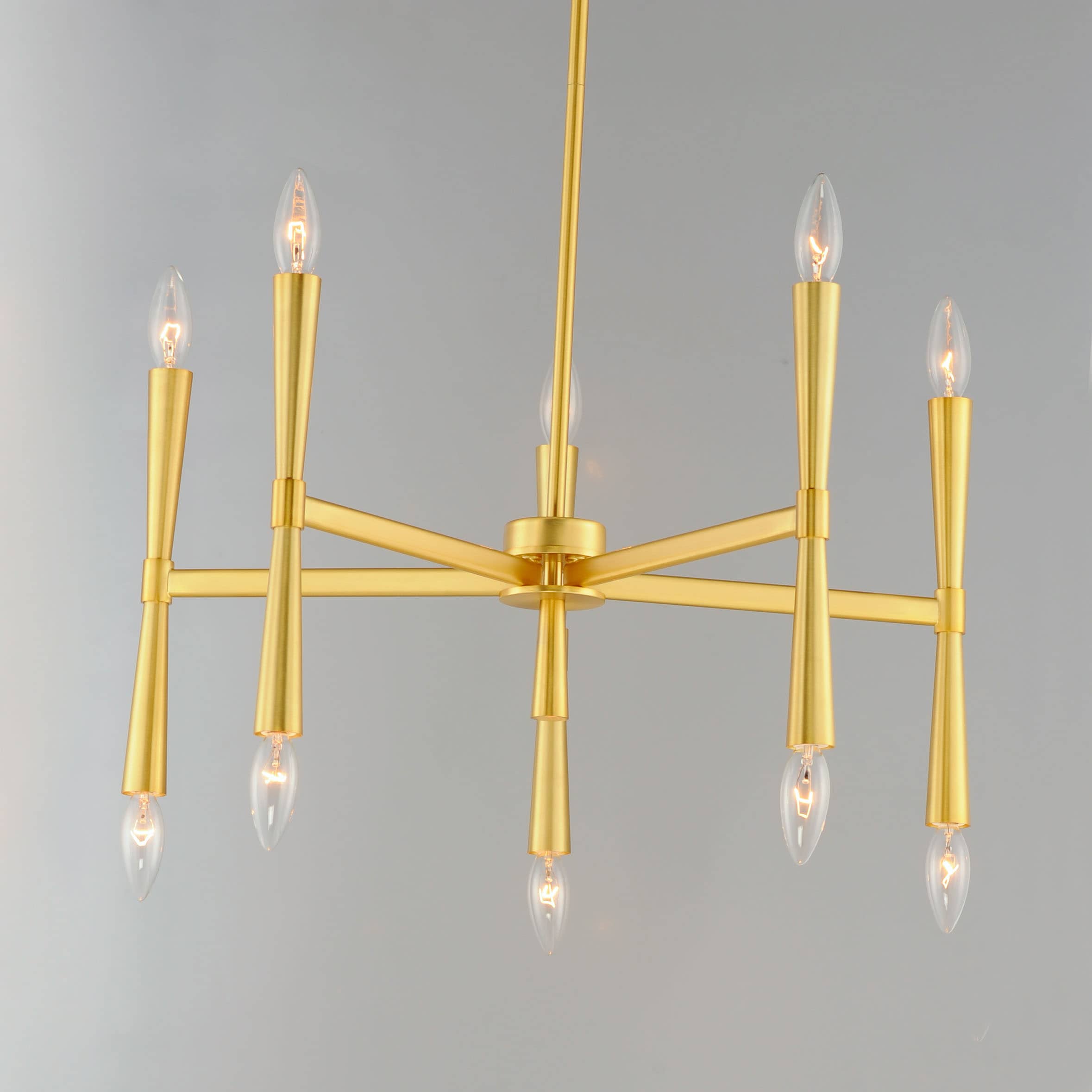 Satin Brass 10-Light Taper Candle Chandelier