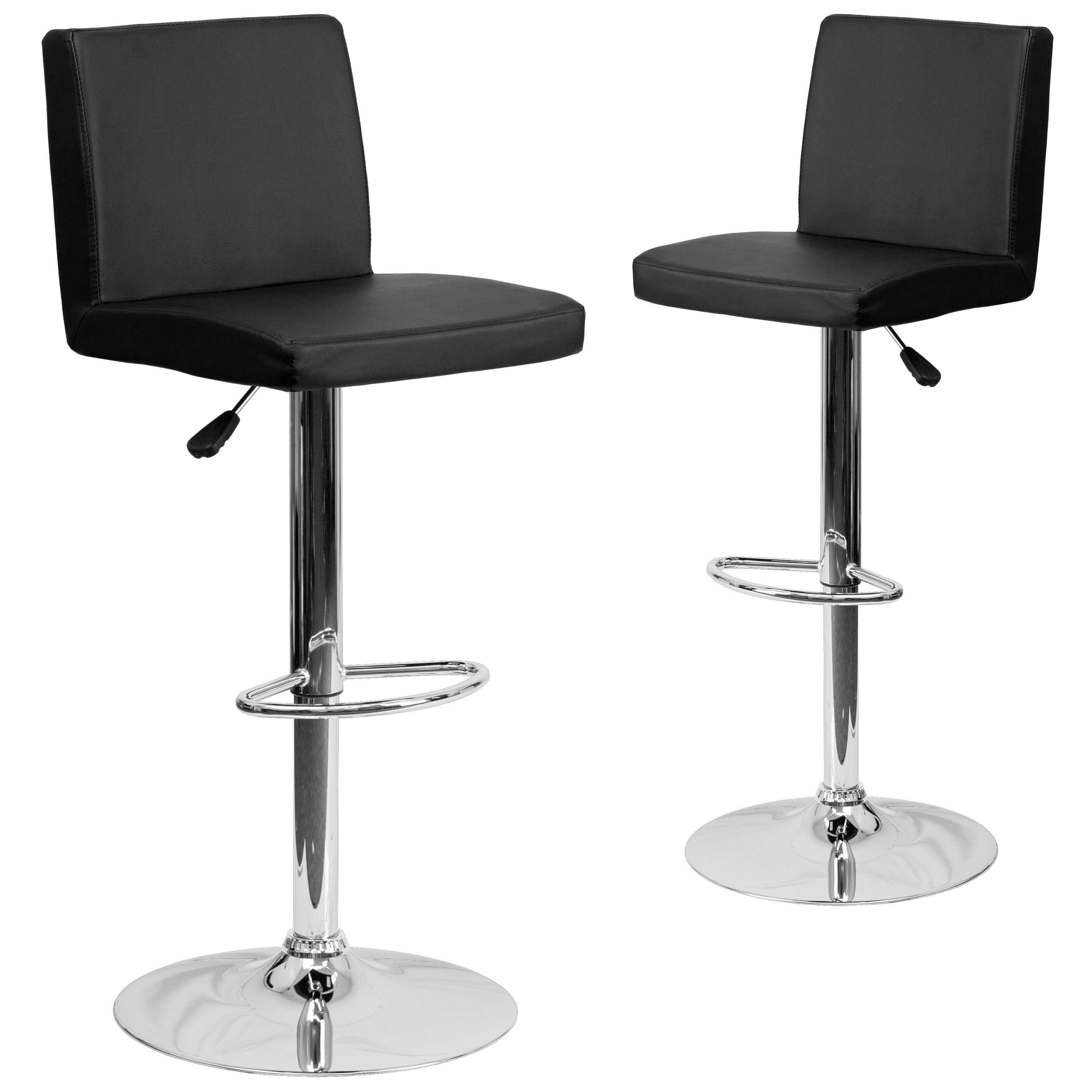 Flash Furniture 847254072267 Black 23.75-in H Adjustable Short Upholstered Swivel Metal Bar Stool