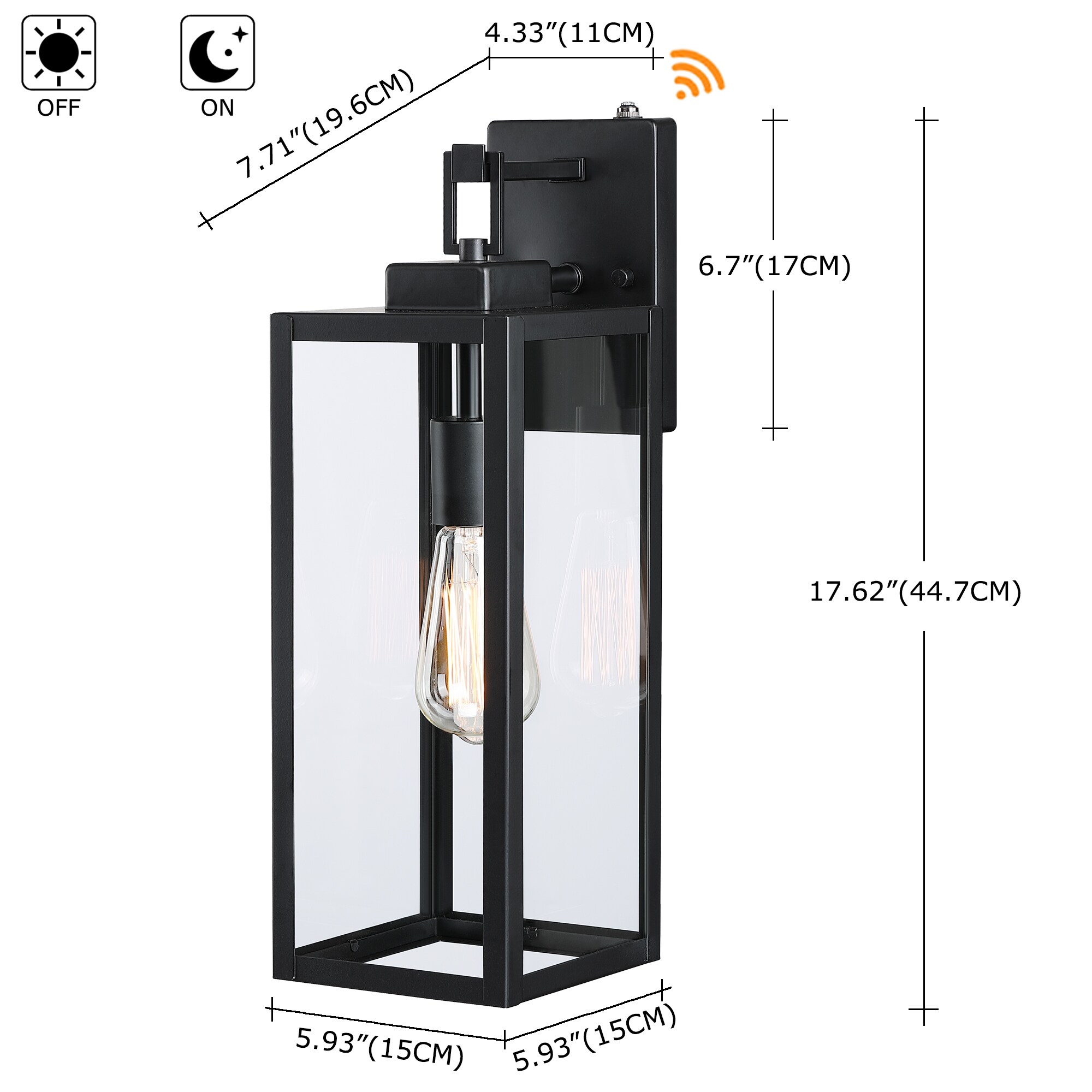 Hukoro 2 Pack 1 Light 18 In H Matte Black Dusk To Dawn Outdoor Wall Light 2f19051 Bk S At