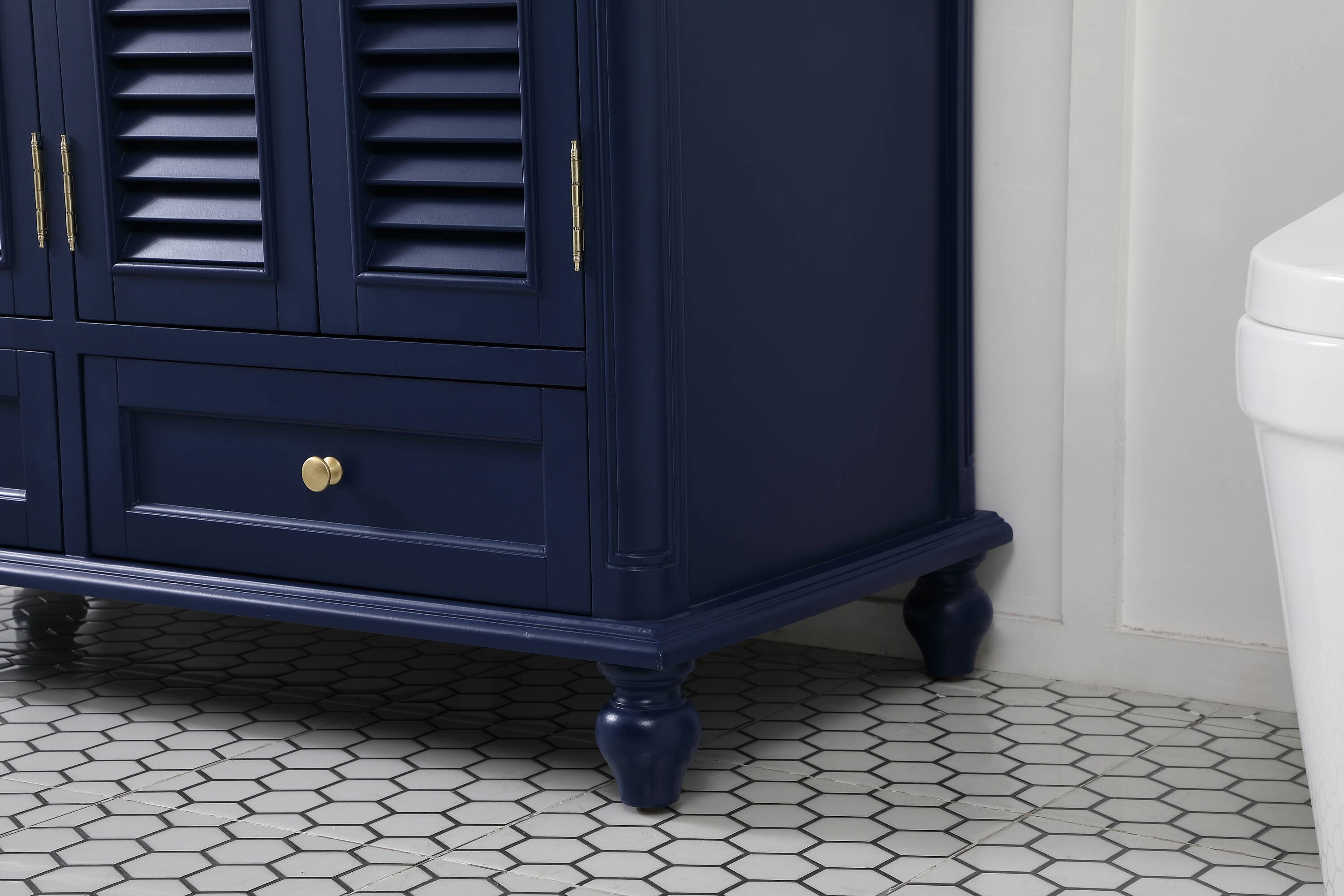 Rhodes 48" Blue Solid Wood Bathroom Vanity with Marble Top