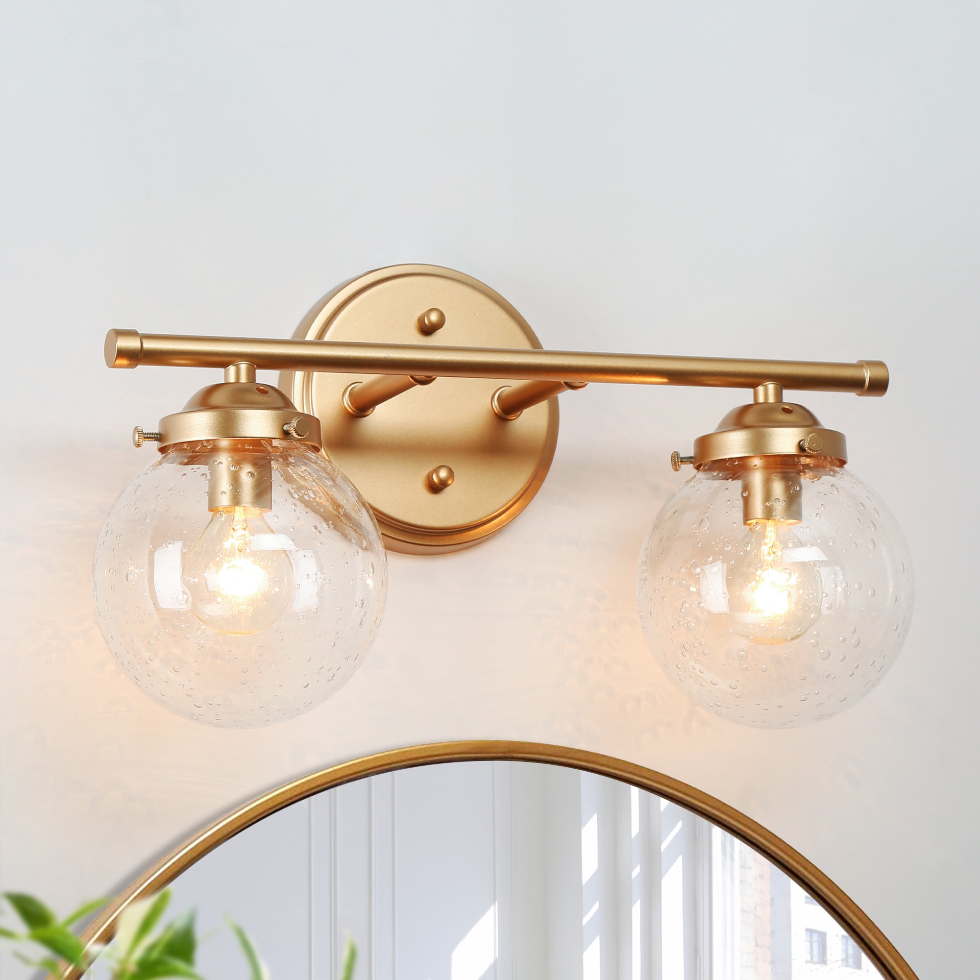 Uolfin E2EQAF-LWS24326-H7 14-in W 2.0 -Light Matte Gold Wall Sconce