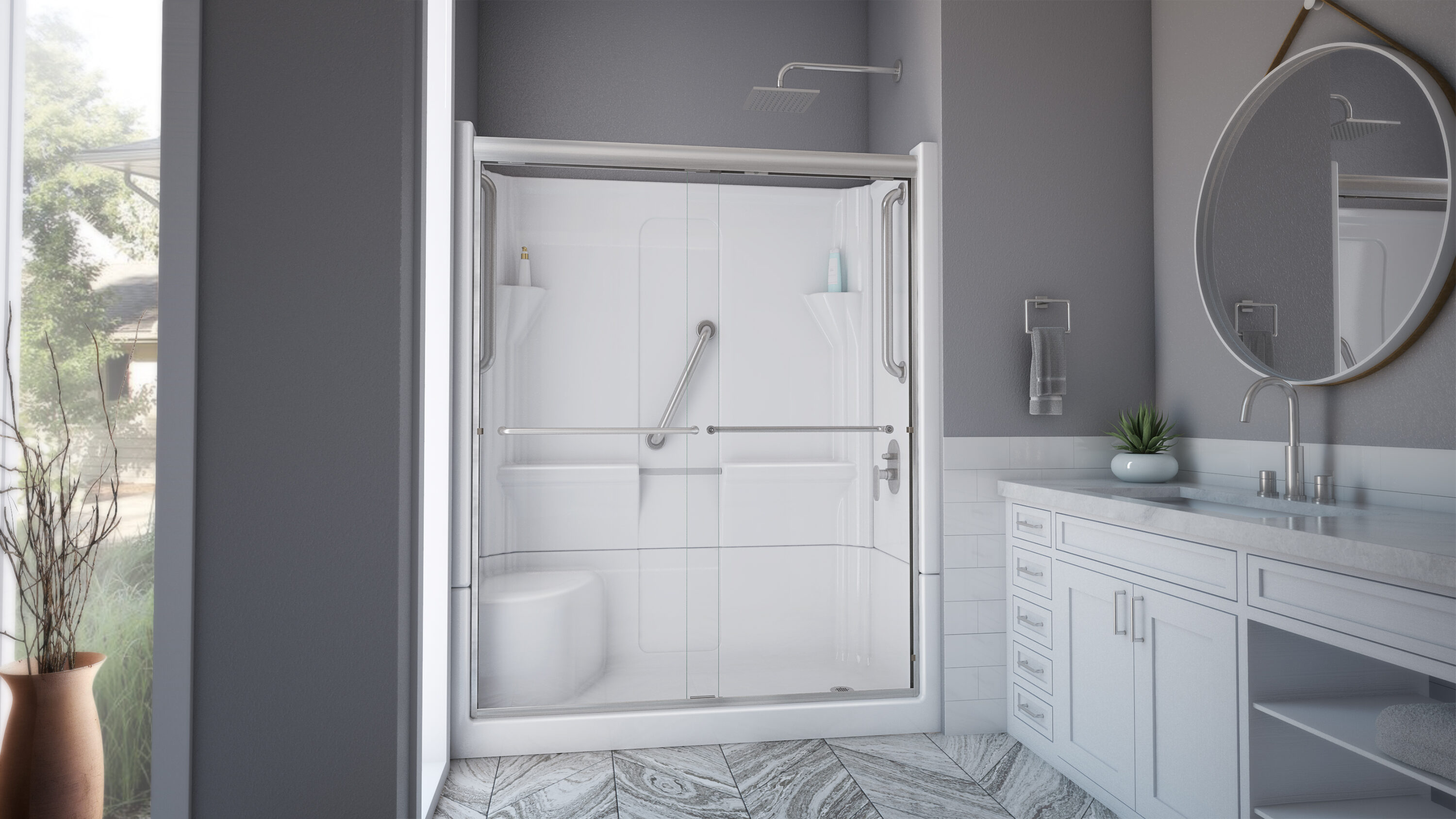 Laurel Mountain 6030SH1S4PSLWB1 Alcove-Shower-Kit - View #9
