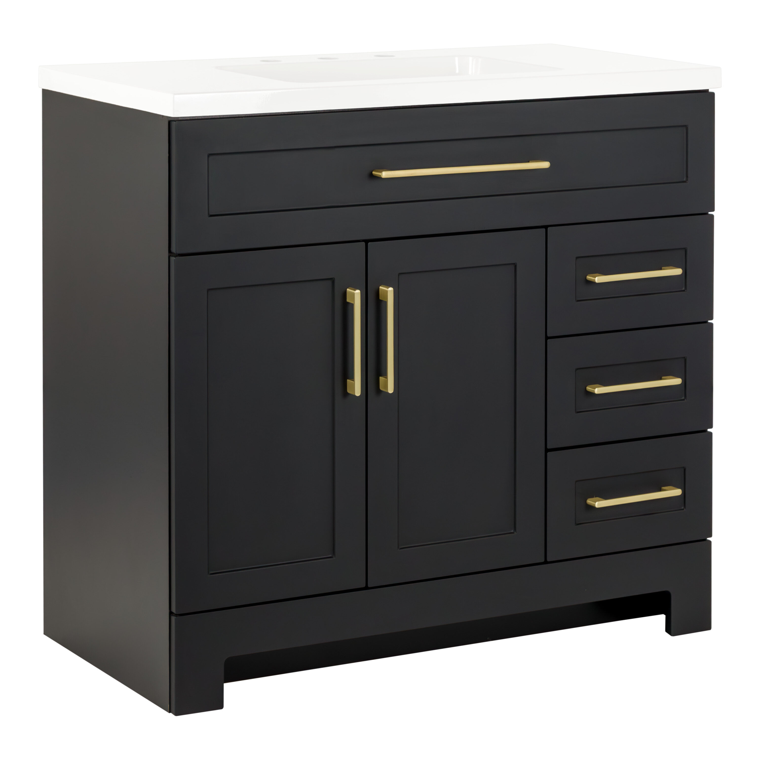 Style Selections Cauley 36-in Black Single Sink Bathroom Vanity with ...