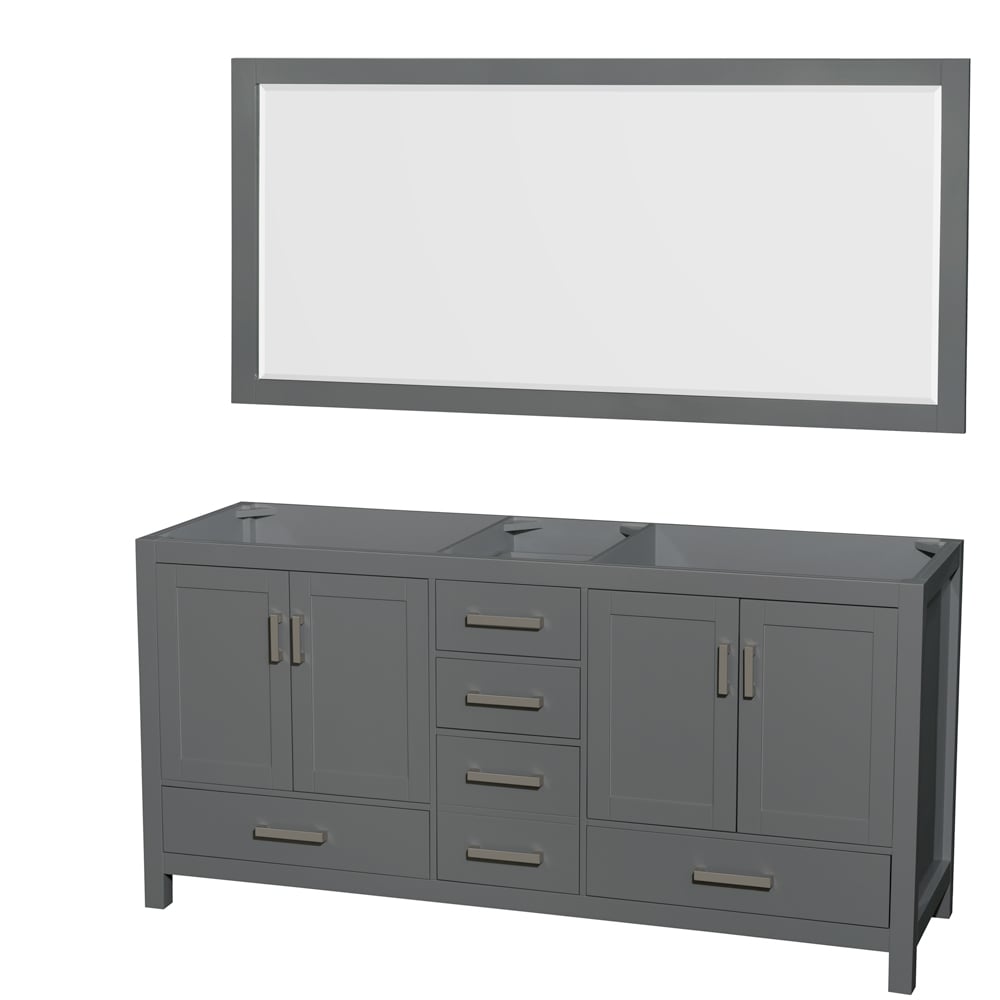 Wyndham Collection Sheffield 70.75-in Dark Gray Bathroom Vanity Cabinet (Mirror Included)