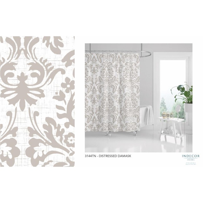 Polyester Tan Patterned Shower Curtain, Grey White And Tan Shower Curtains