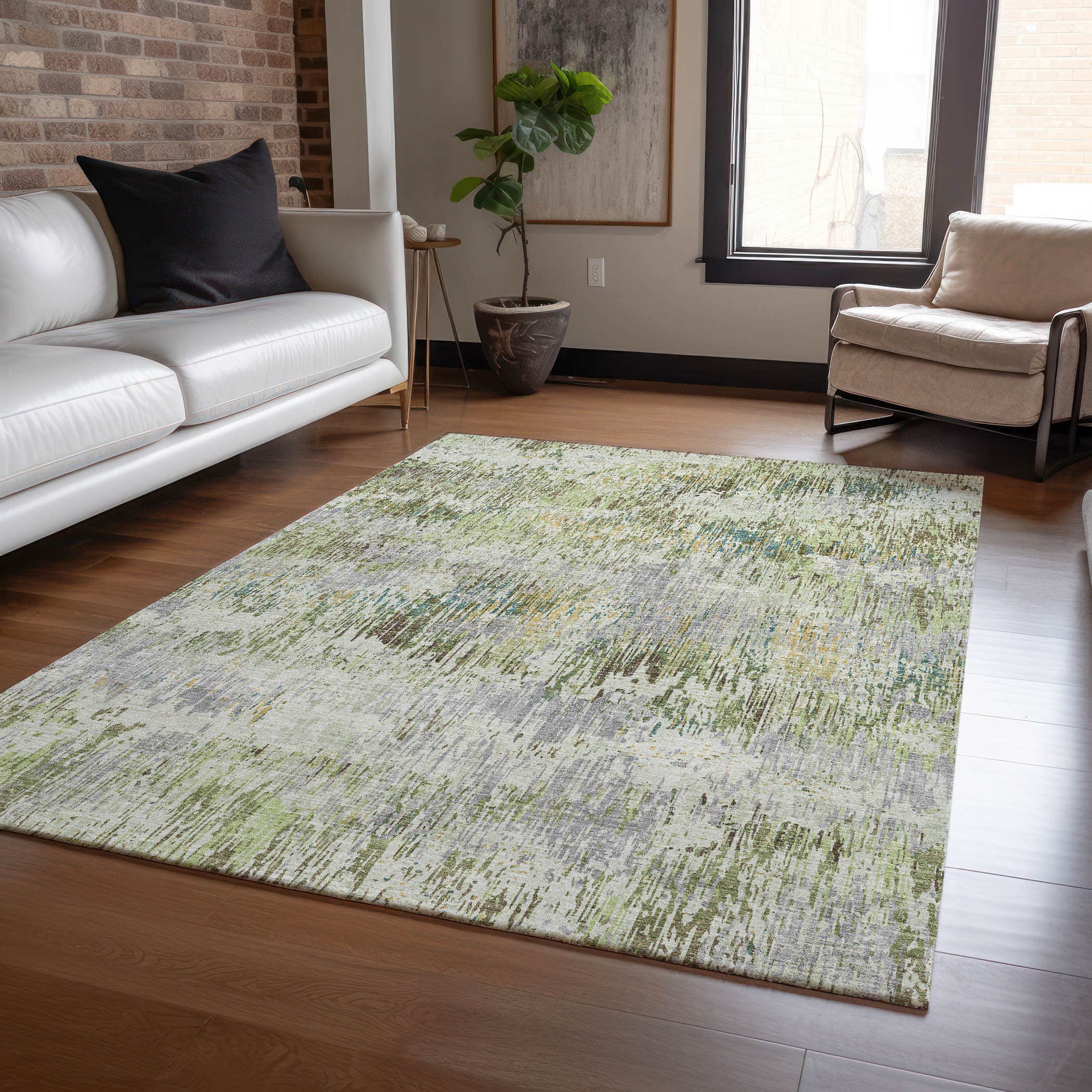 Addison Rugs ACN1377AL5X8 Chantille ACN1377AL 5 x 7 (ft) Polyester Aloe Rectangular Indoor/Outdoor Geometric Machine washable Area rug