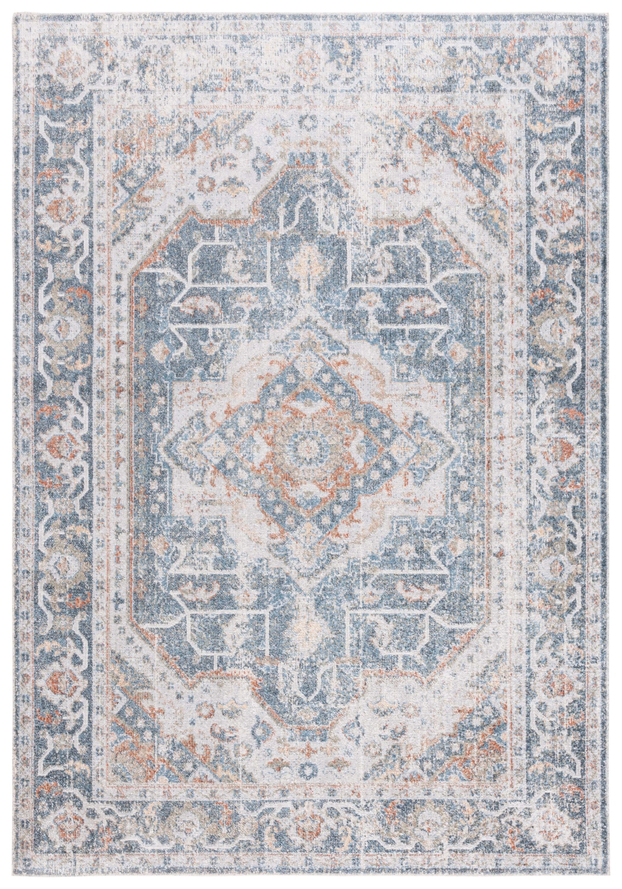Safavieh BAL854G-5 7 x 7 (ft) Loomed Light Gray/Blue Rectangular Indoor Mid-Century Modern Machine washable Pet Friendly Area rug