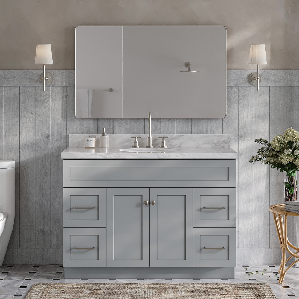 ARIEL F049SCWOVOGRY Hamlet 48-in Grey Undermount Single sink Bathroom Vanity with Carrara White Marble Marble Top