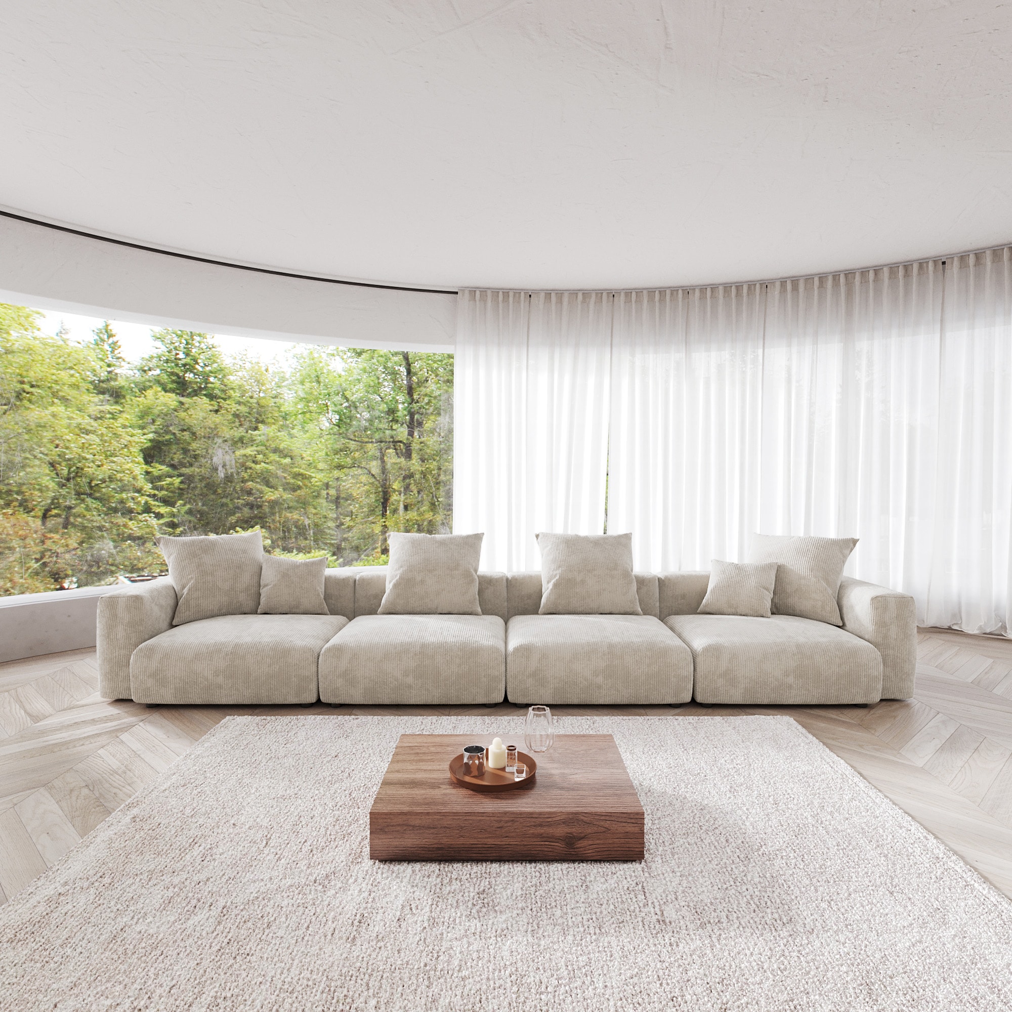 BuotiqHom DH-S4-126BE 175-in Casual Beige Sectional