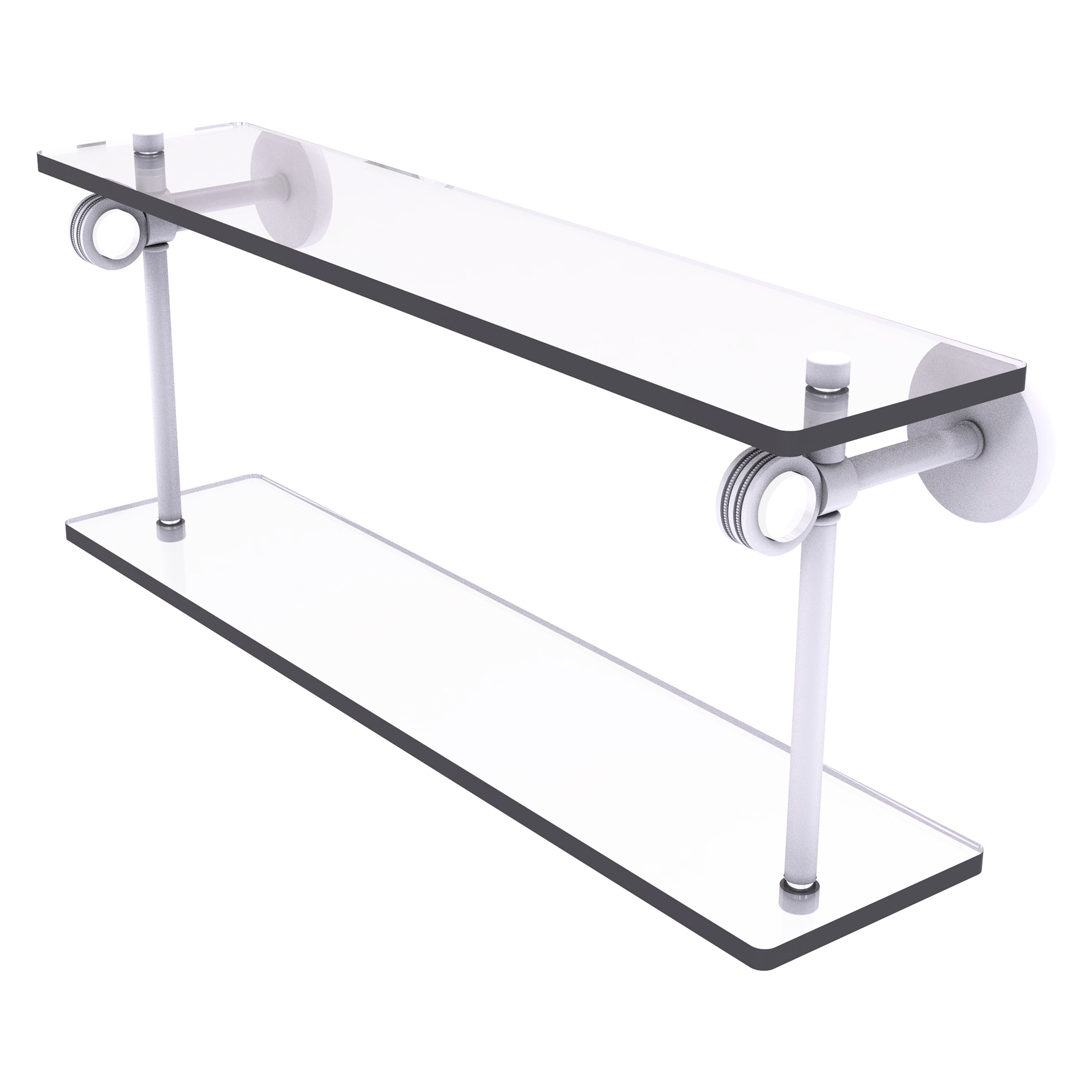 Allied Brass CV-2D-22-WHM Clearview Matte White 2 -Tier Wall mount Bathroom Shelf ( 22-in x 9.2-in x 5-in )