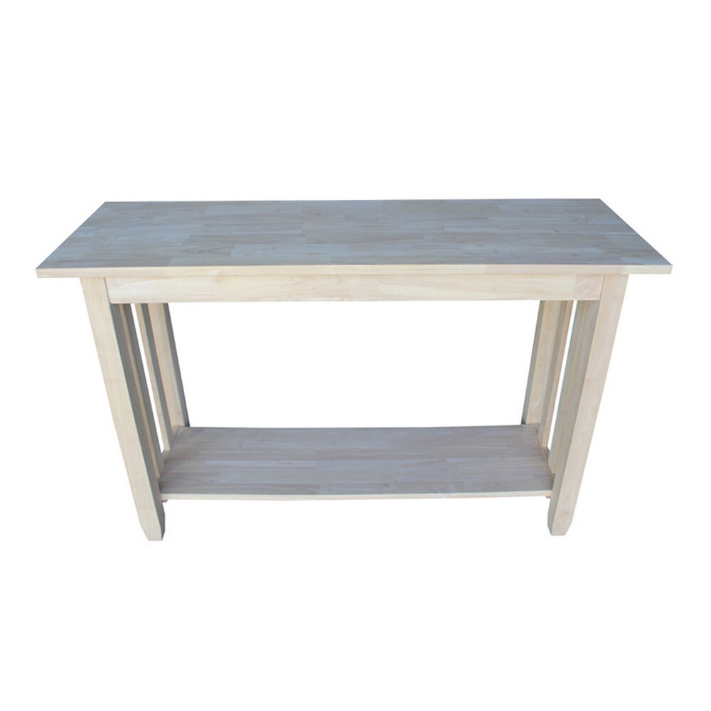 Mission Unfinished Wood Rectangular Console Table with Storage