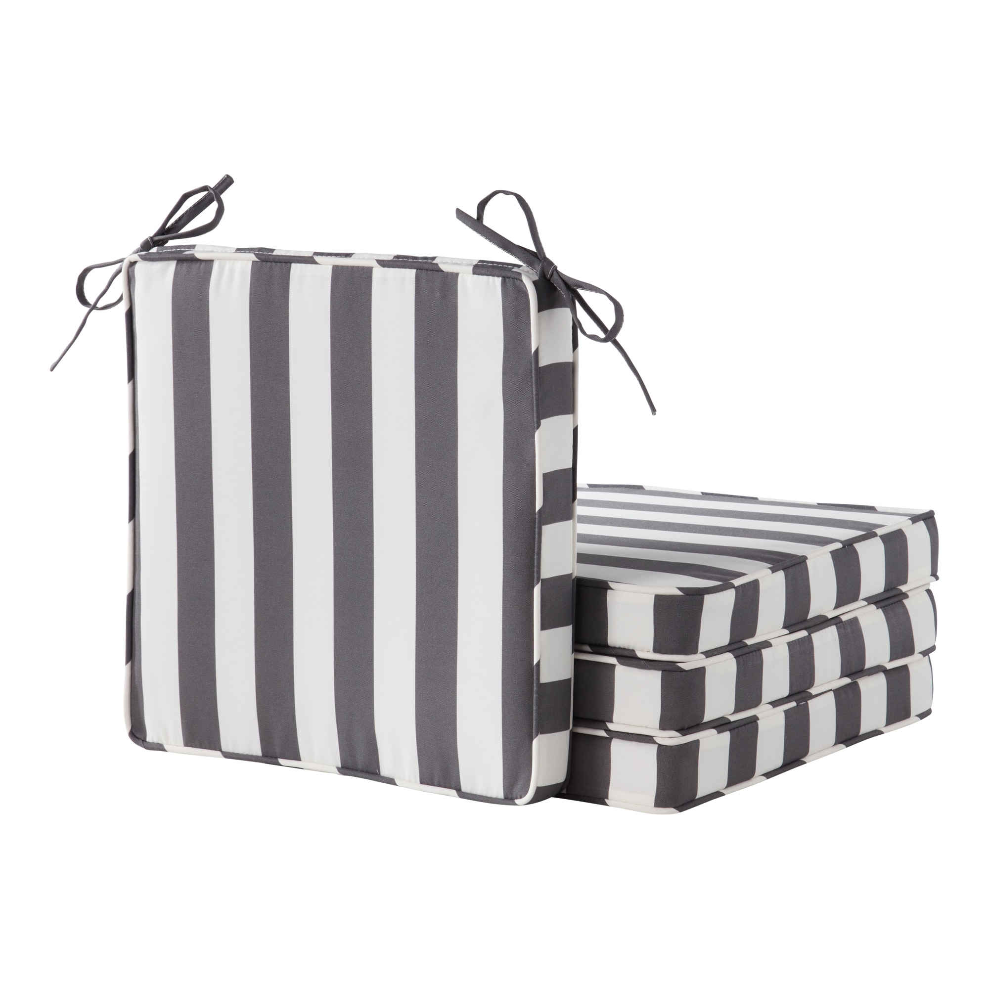 Greendale Home Fashions OP2100S4-CANOPY-GRAY 18-in x 18-in 4 -Piece Canopy Stripe Gray Patio chair cushion