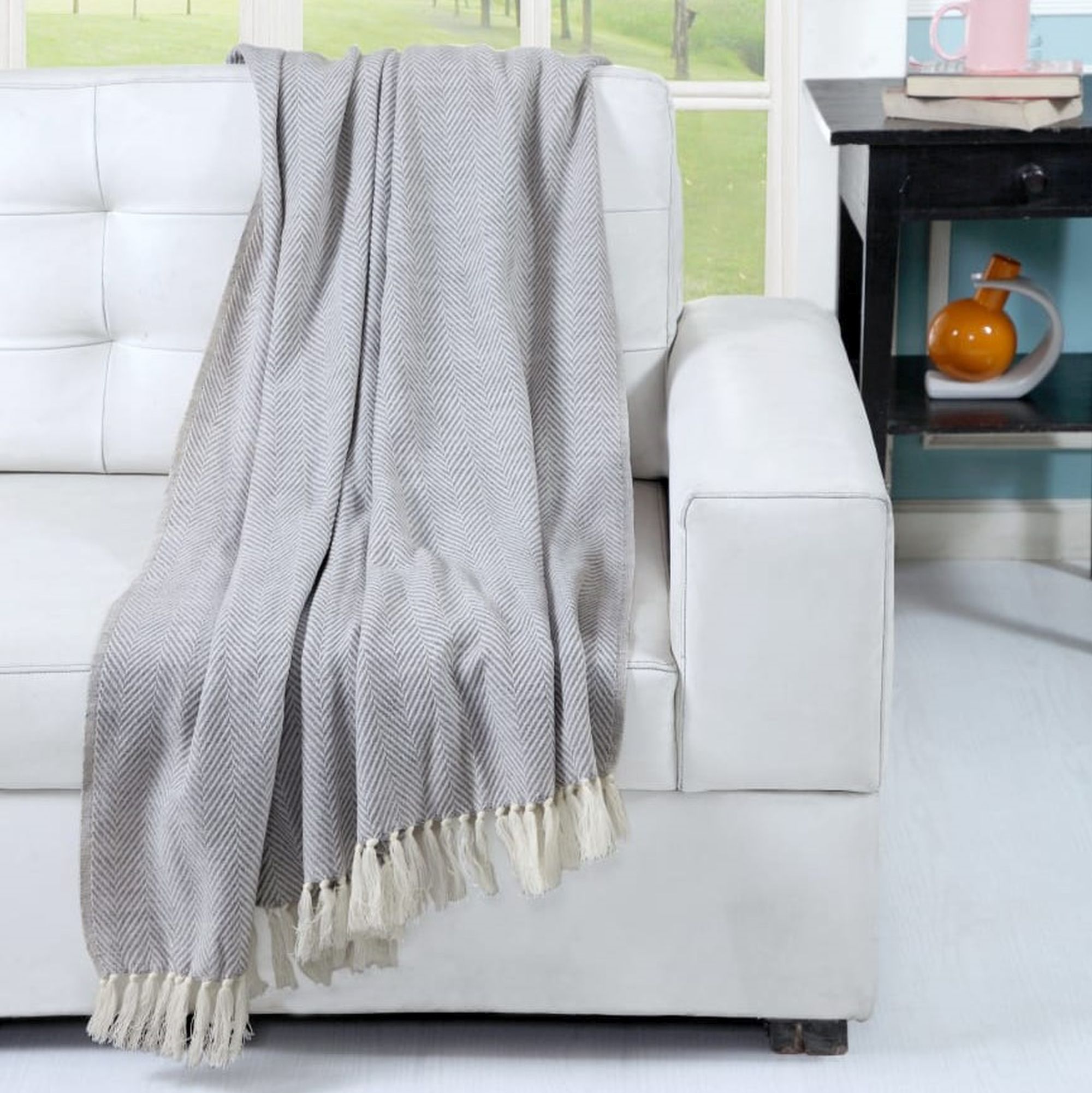 Timberbrook Chester Grey/Ivory 50-in x 60-in Throw in the Blankets ...