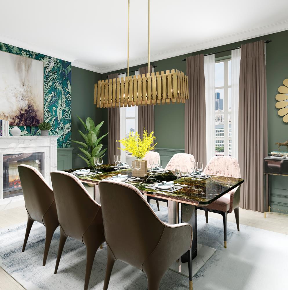 Elegant 5-Light Linear Chandelier in Natural Brass Finish