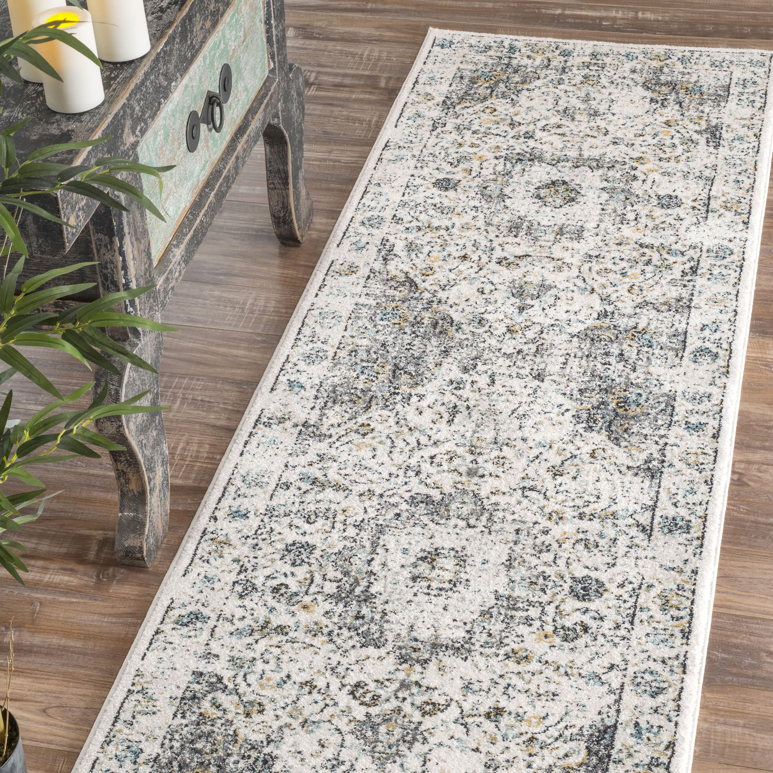 nuLOOM RZBD07B-206 Verona 2 x 6 (ft) Loomed Polypropylene Gray Rectangular Indoor Medallion Runner rug