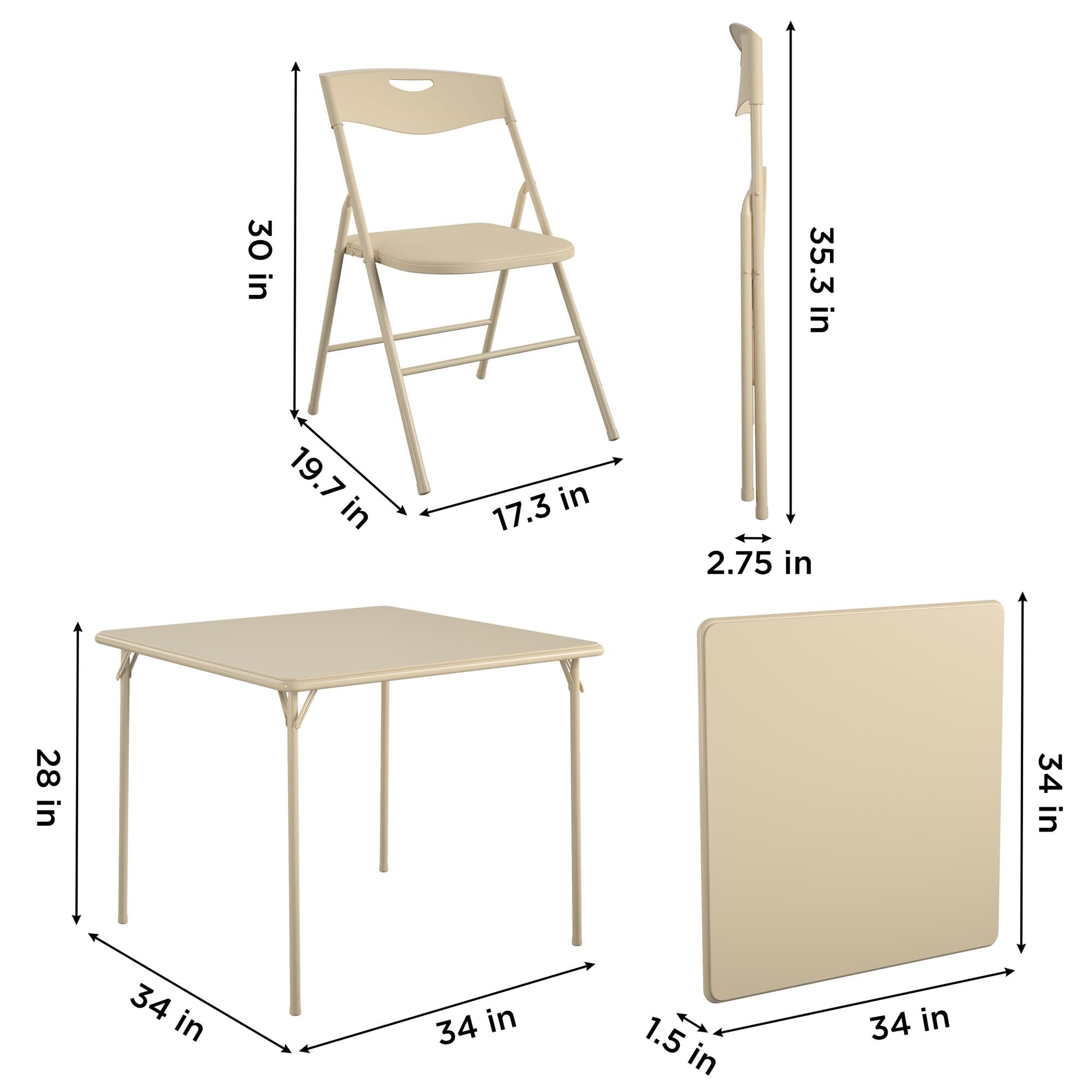 Antique Linen 34" Vinyl Top Folding Table and Chair Set
