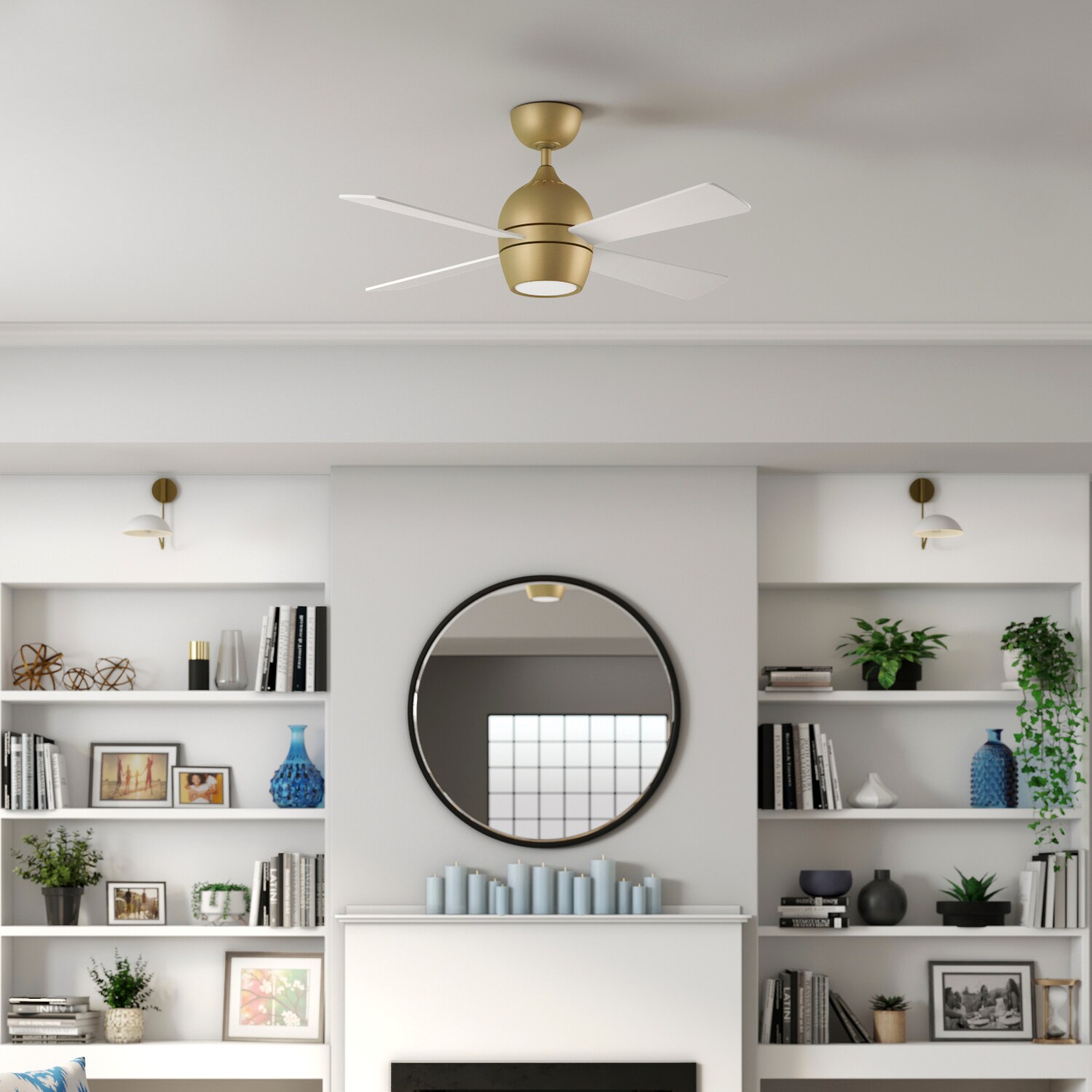 ekspertise at ringe hagl Fanimation Kwad 44-in Brushed Satin Brass LED Indoor Ceiling Fan with Light  Remote (4-Blade) in the Ceiling Fans department at Lowes.com