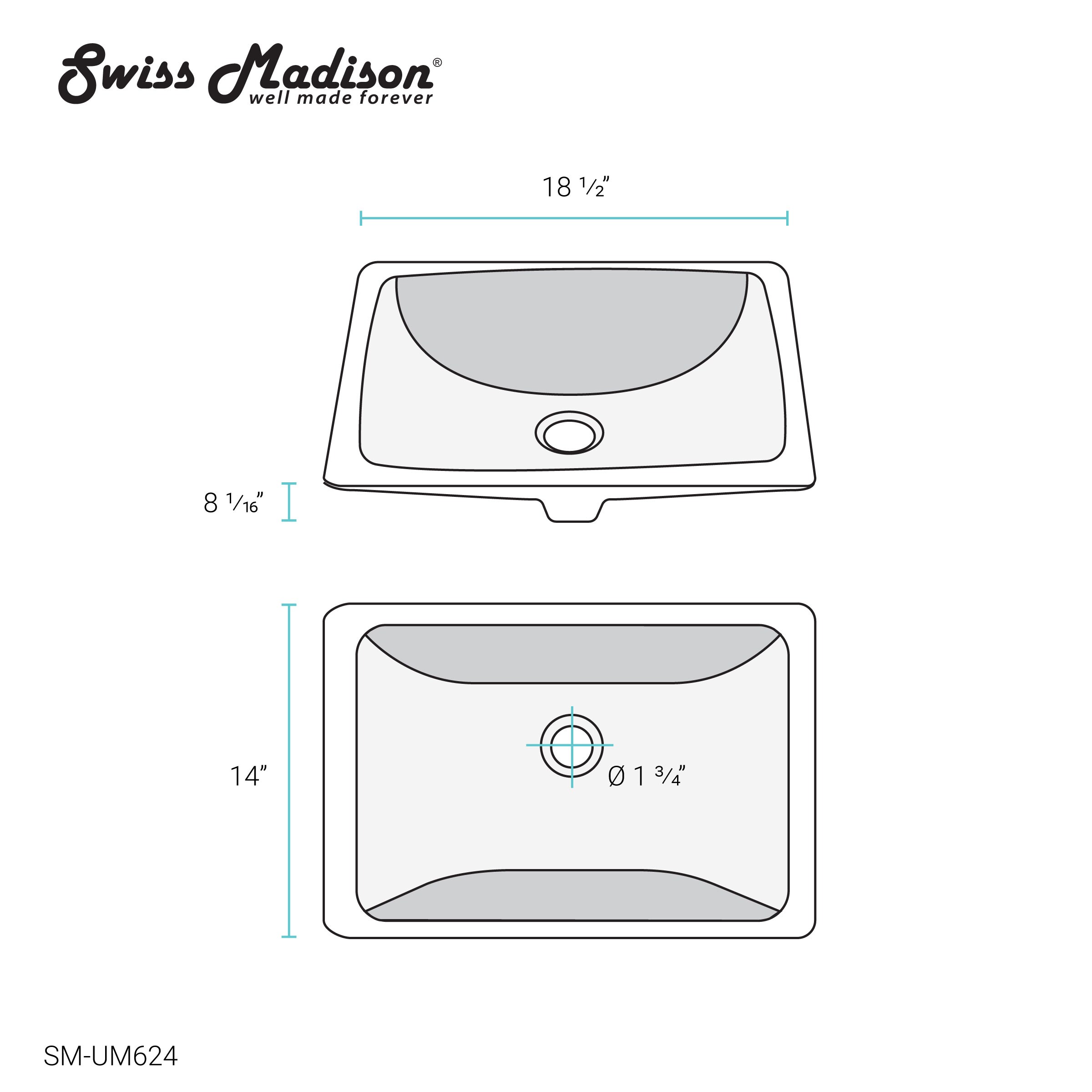 Plaisir White Ceramic Rectangular Under-Mount Bathroom Sink