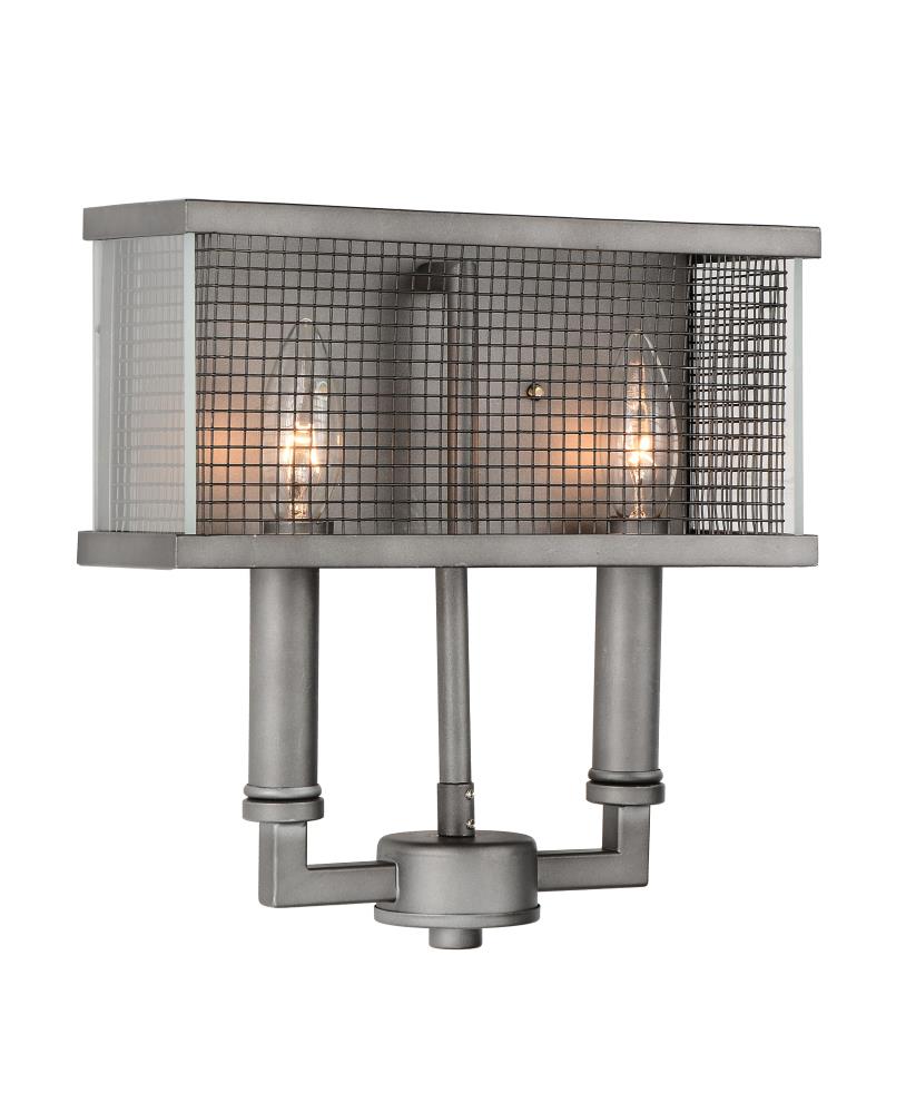 CWI Lighting 9920W11-2-214 Monroe 11-in W 2-Light Black Silver Transitional LED Wall Sconce