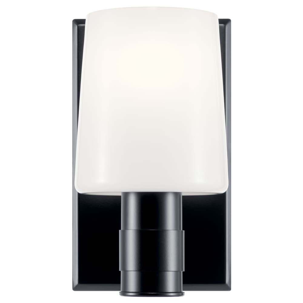 Adani Black Steel Wall Sconce with Opal Glass Shade