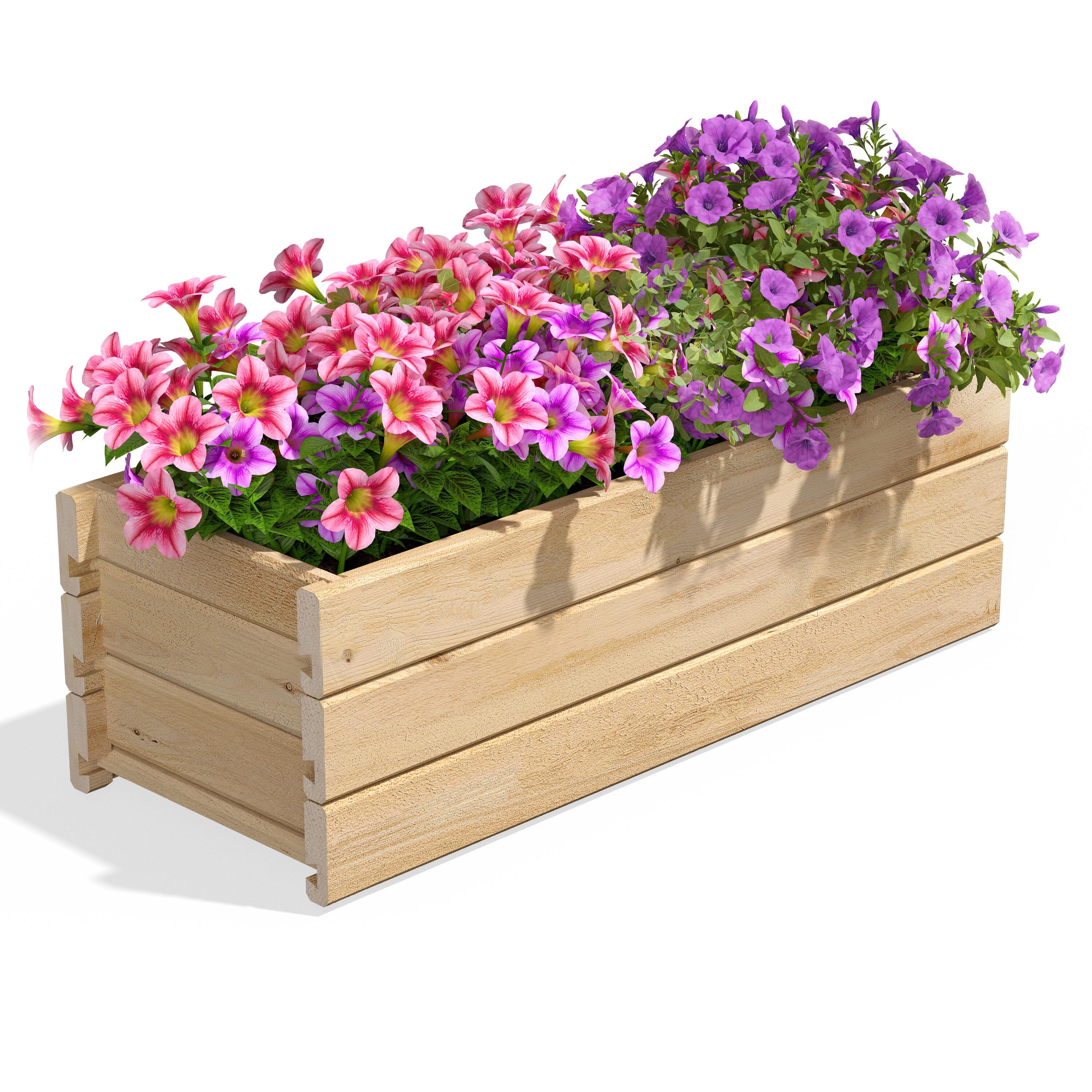 Greenes Fence RCPB1132H3 Rectangle 32-in W Extra Large Off-white Cedar Outdoor Planter with Drainage Holes