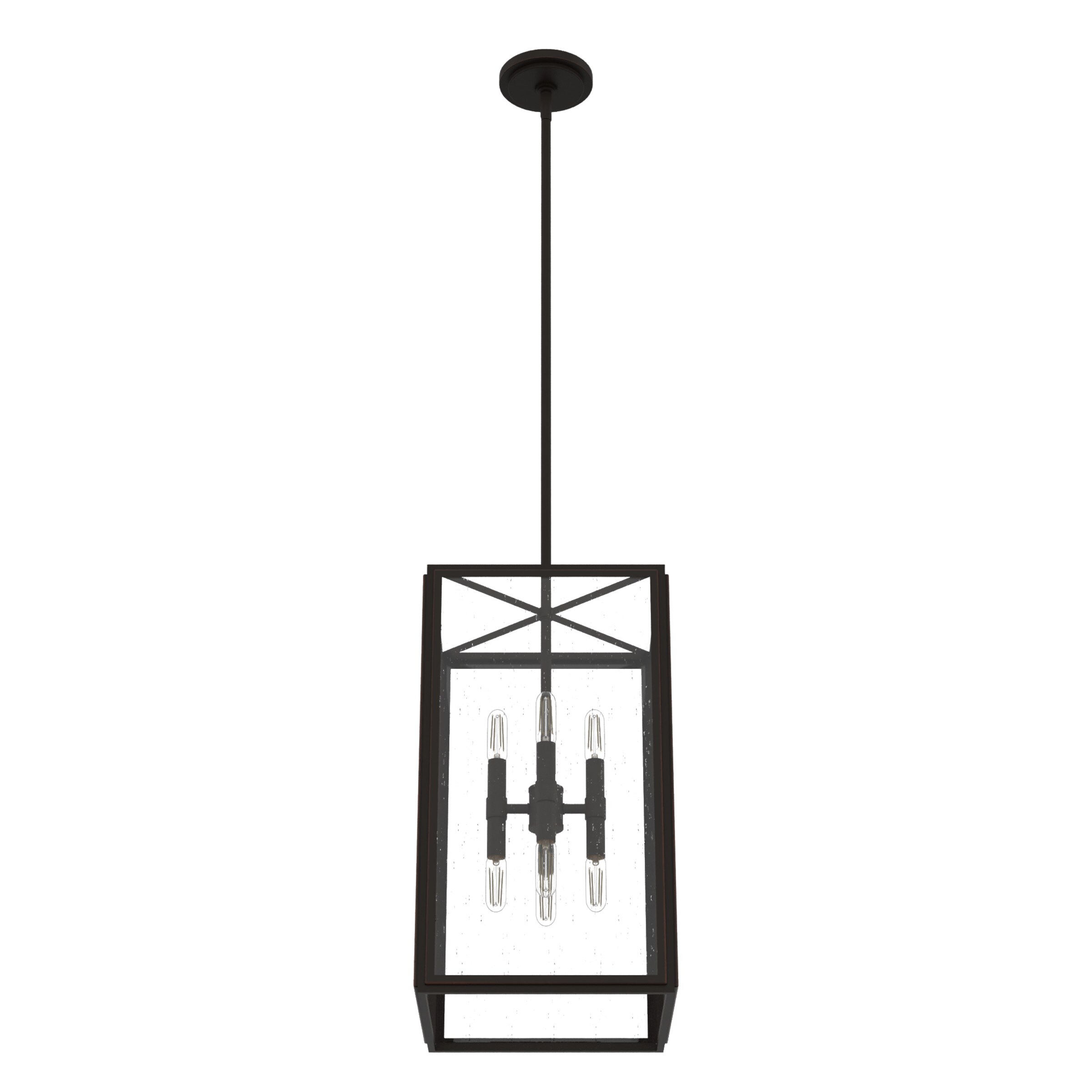 Hunter Felippe 8-Light Onyx Bengal Modern/Contemporary Seeded Glass Lantern LED Medium Hanging Pendant Light