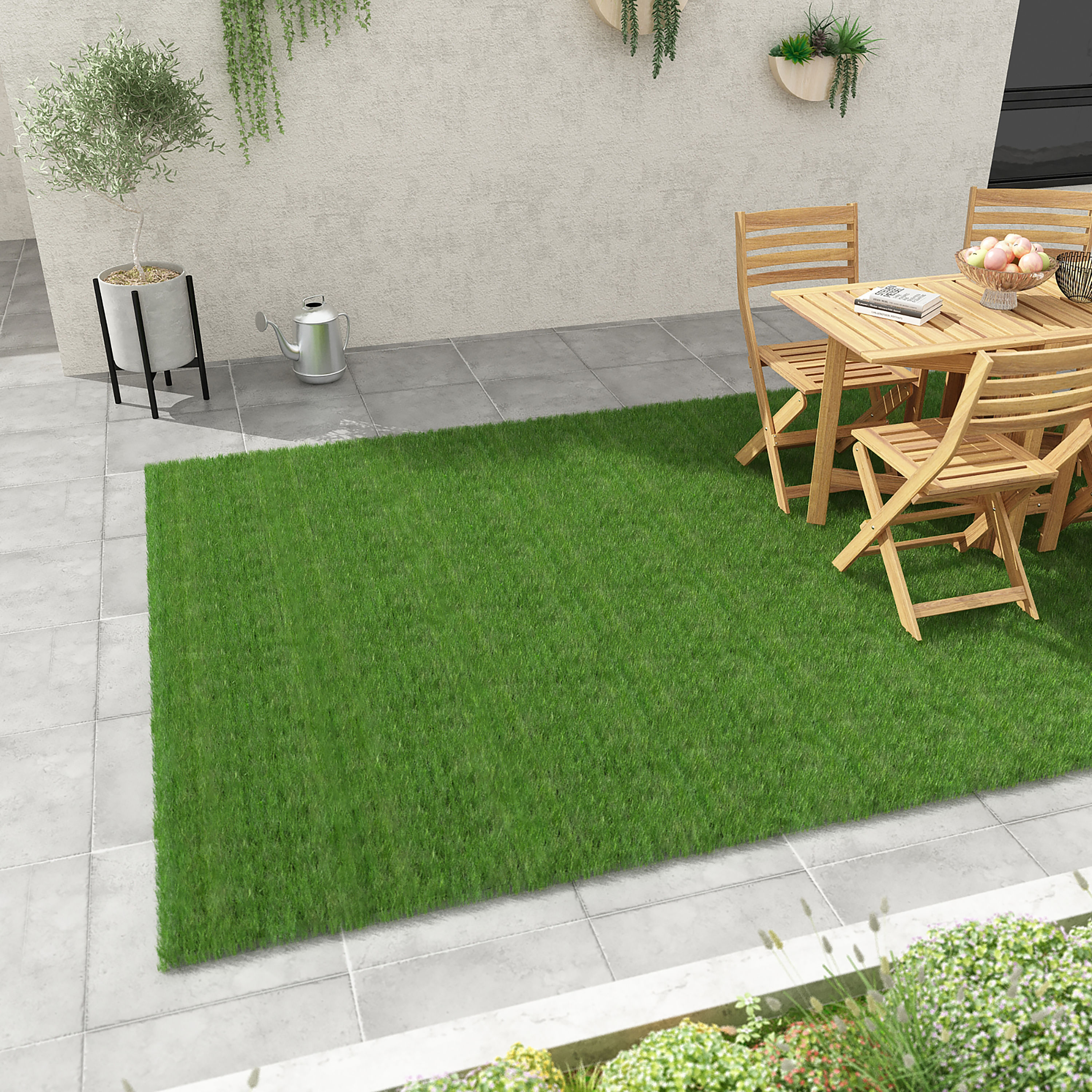Landscape Fake Grass Artificial PET Turf Lawn Synthetic Mat Rug-Garden-Carpet 