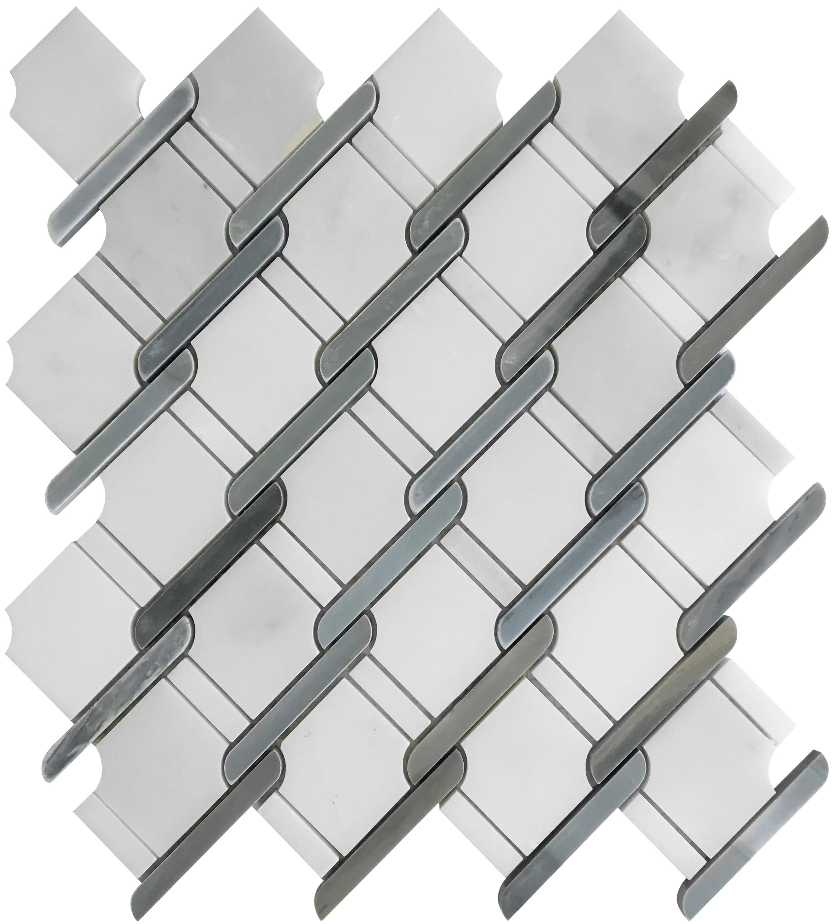 Apollo Tile APLSE88NT2ASAMPLE (Sample) Wall Gray and White 4-in x 4-in Polished Marble Mixed Pattern Patterned Wall Tile