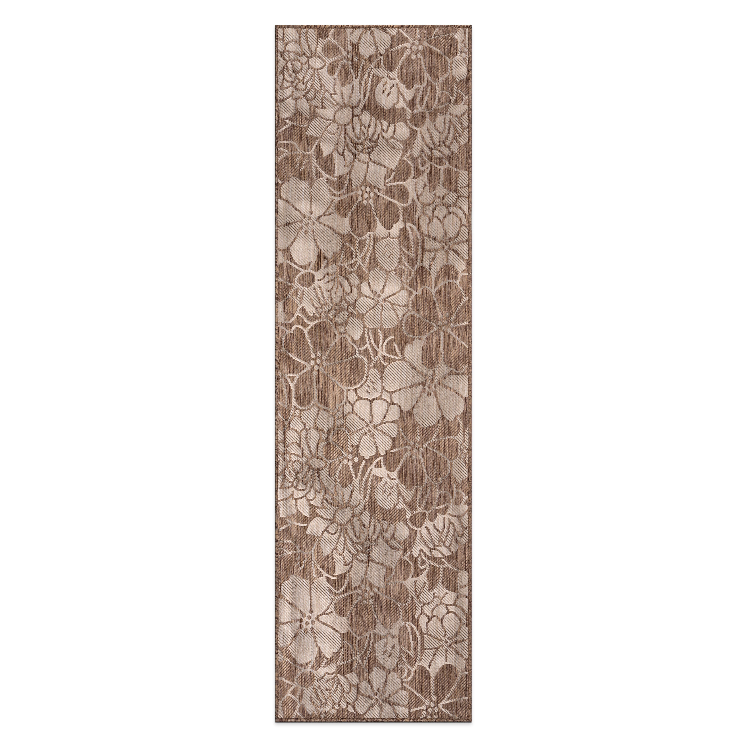 World Rug Gallery 115BROWN2X7 Summer 2 x 7 (ft) Loomed Polypropylene Brown Rectangular Indoor/Outdoor Floral/Botanical Tropical Area rug